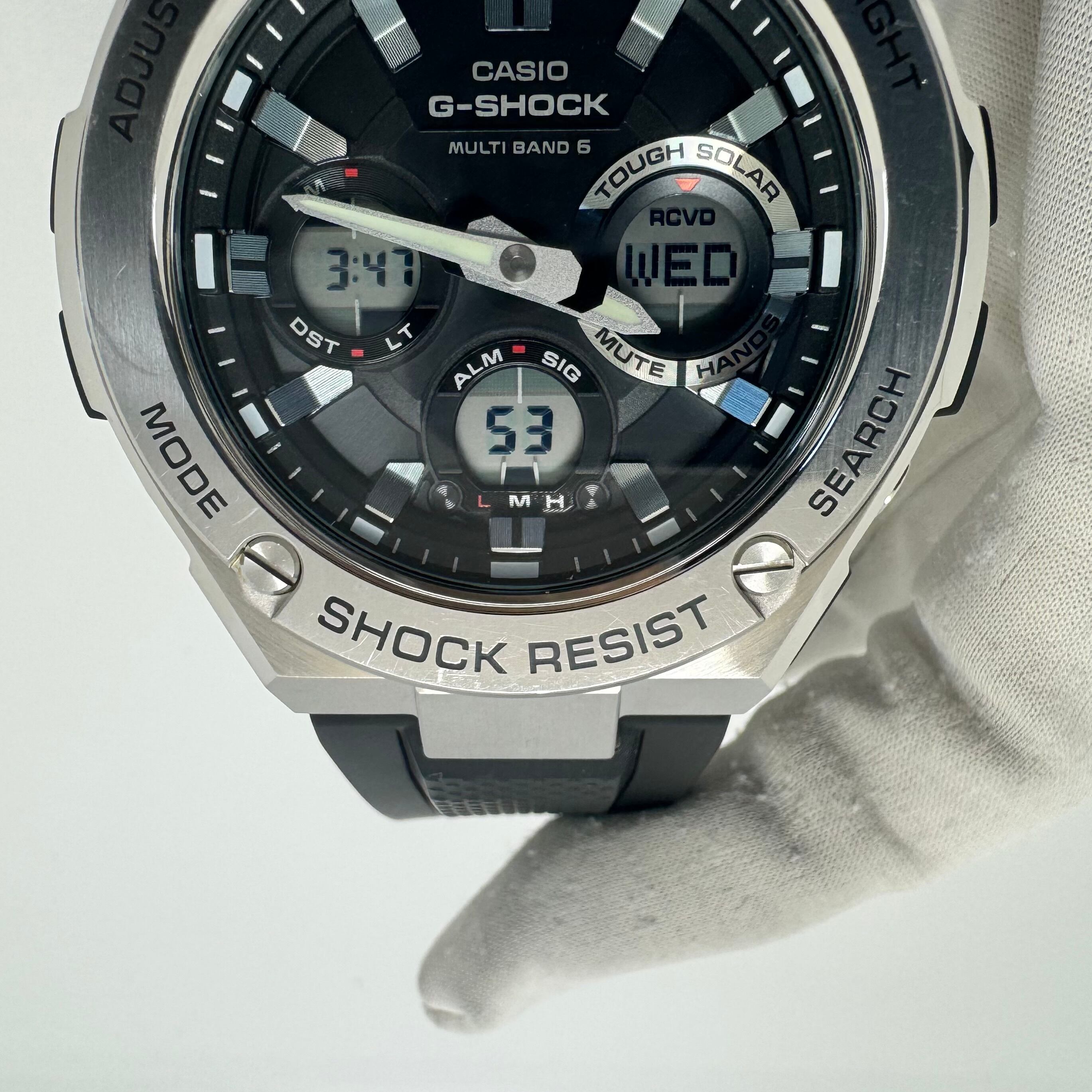 腕時計 メンズ カシオ G-SHOCK ジーショック ジースチール GST-W110D-1A9JF 電波ソーラー アナデジ 黒 ラバーベルト