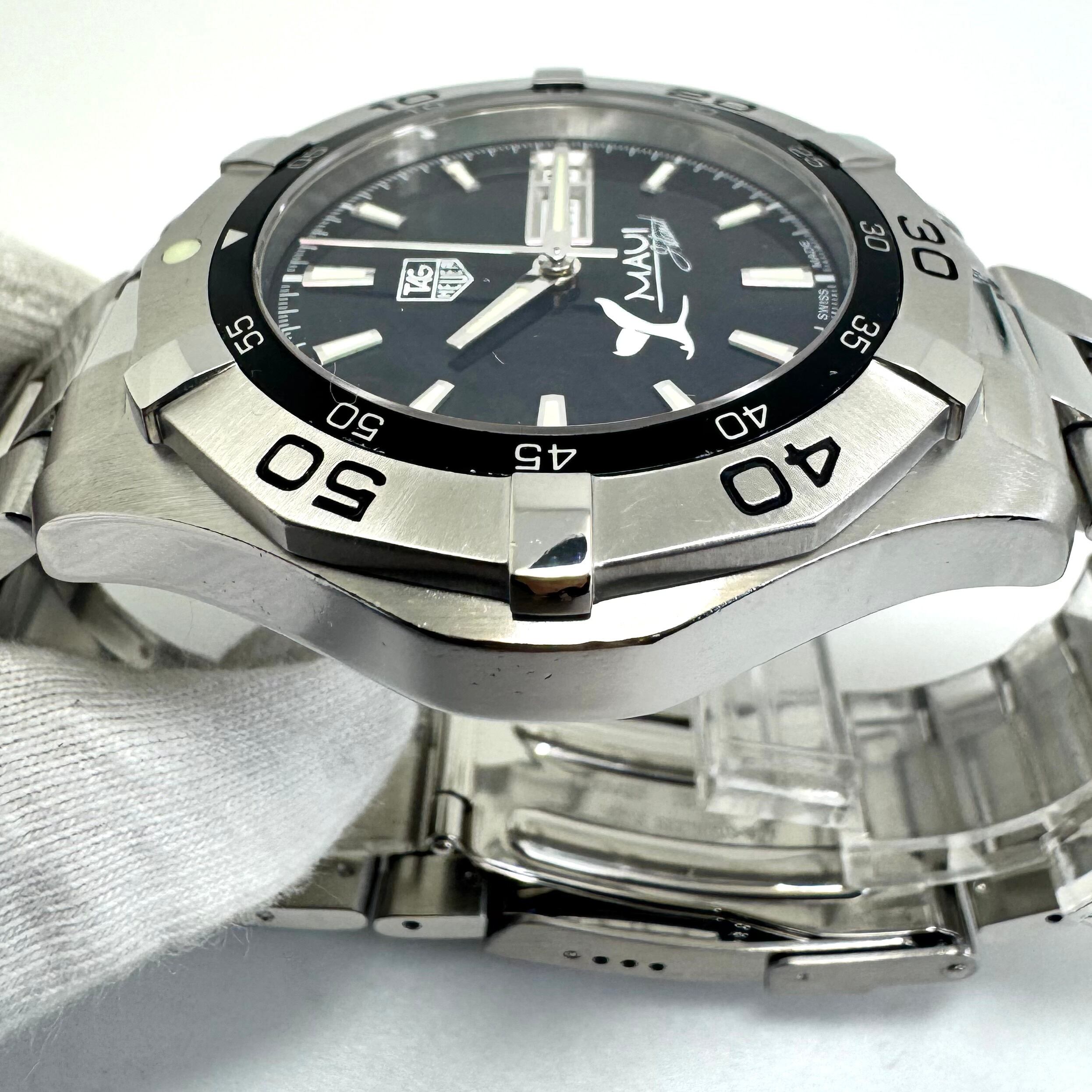 【希少・動作良好】タグホイヤー TAG HEUER アクアレーサー WAF2012.BA0818 マウイ島 限定700本 ダイバーズ 自動巻 ブラックシェル デイデイト表示 300m防水