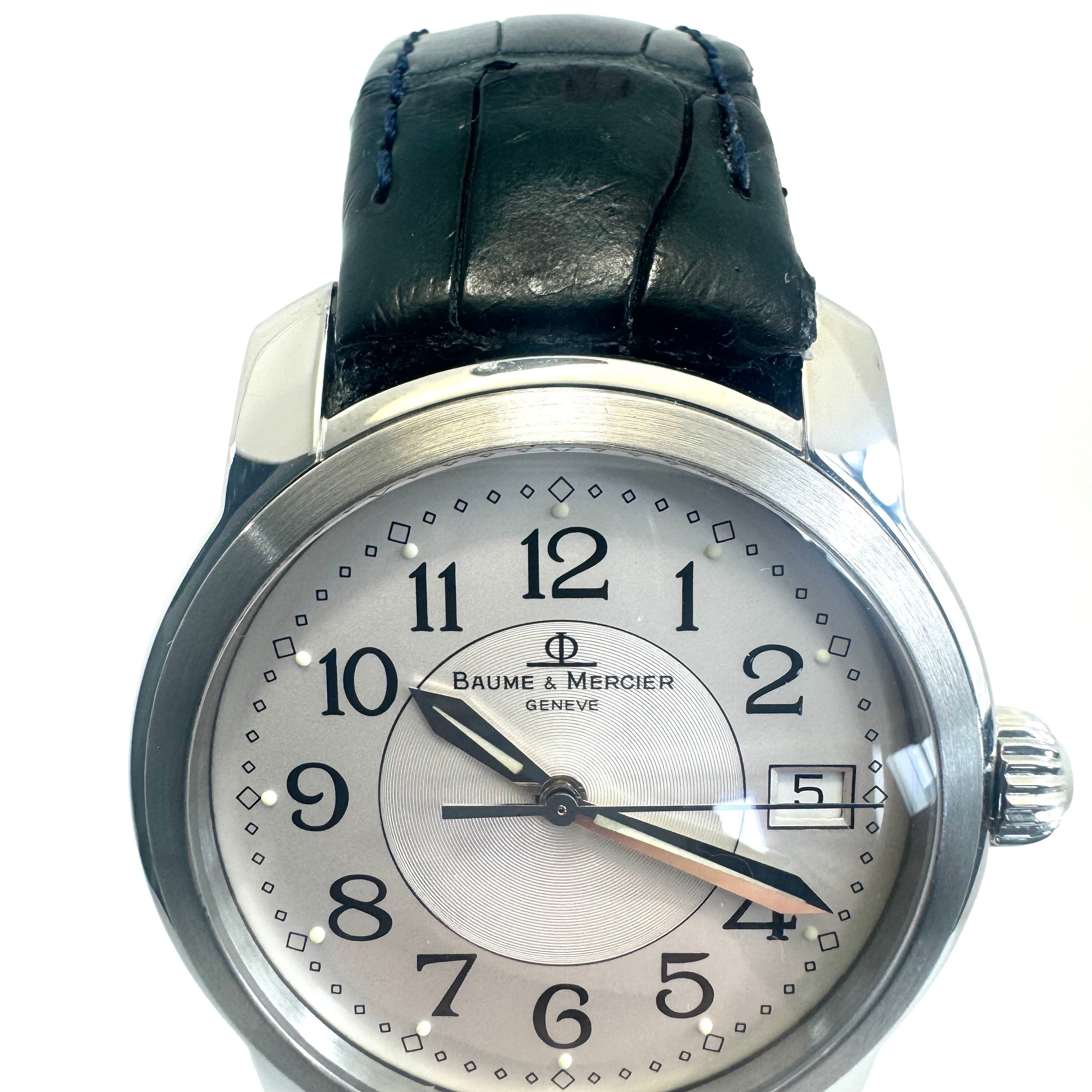 【美品・OH、電池交換済み】ボーム&メルシエ ケープランド MV045214 5267466 クォーツ デイト表示 シルバー 革ベルト