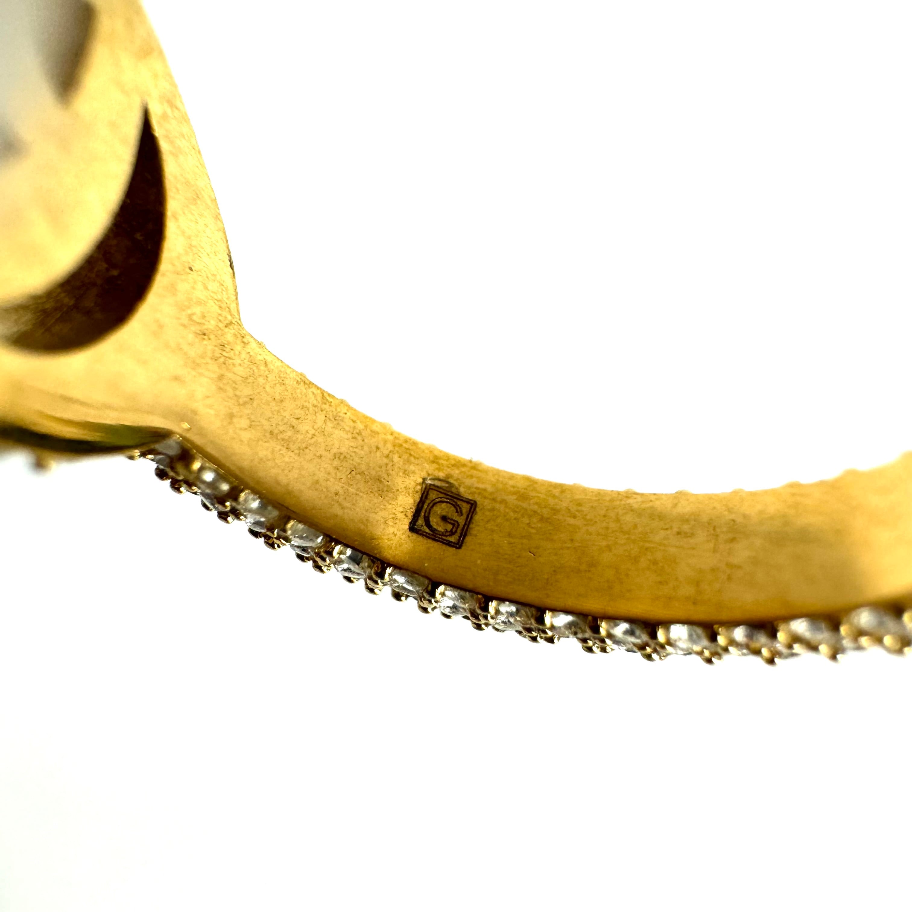 【美品】グッチ GUCCI リング GGマーモント ラインストーン ゴールド S 13