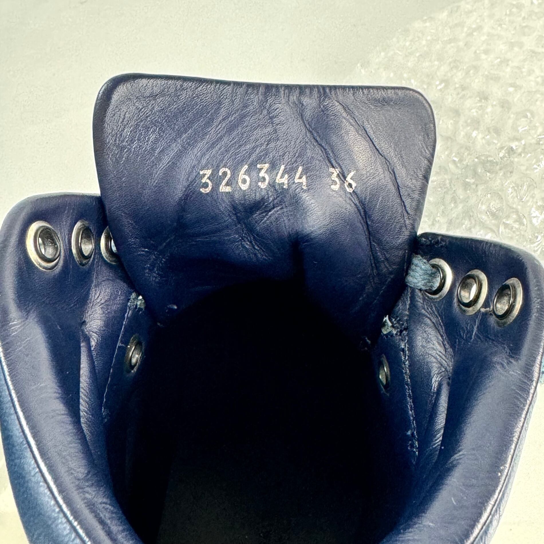 バレンシアガ ハイカットスニーカー レザー スエード 24cm ネイビー 青