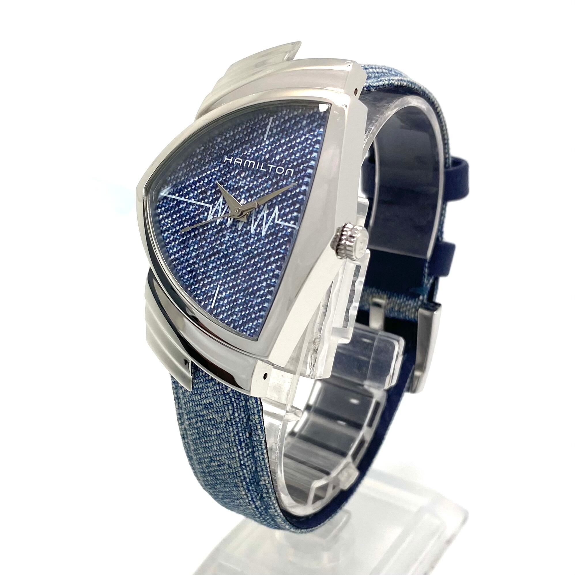 【美品・希少】腕時計 メンズ ハミルトン ベンチュラ H24411941 H244112 クォーツ ジーンズ 青 デニムベルト