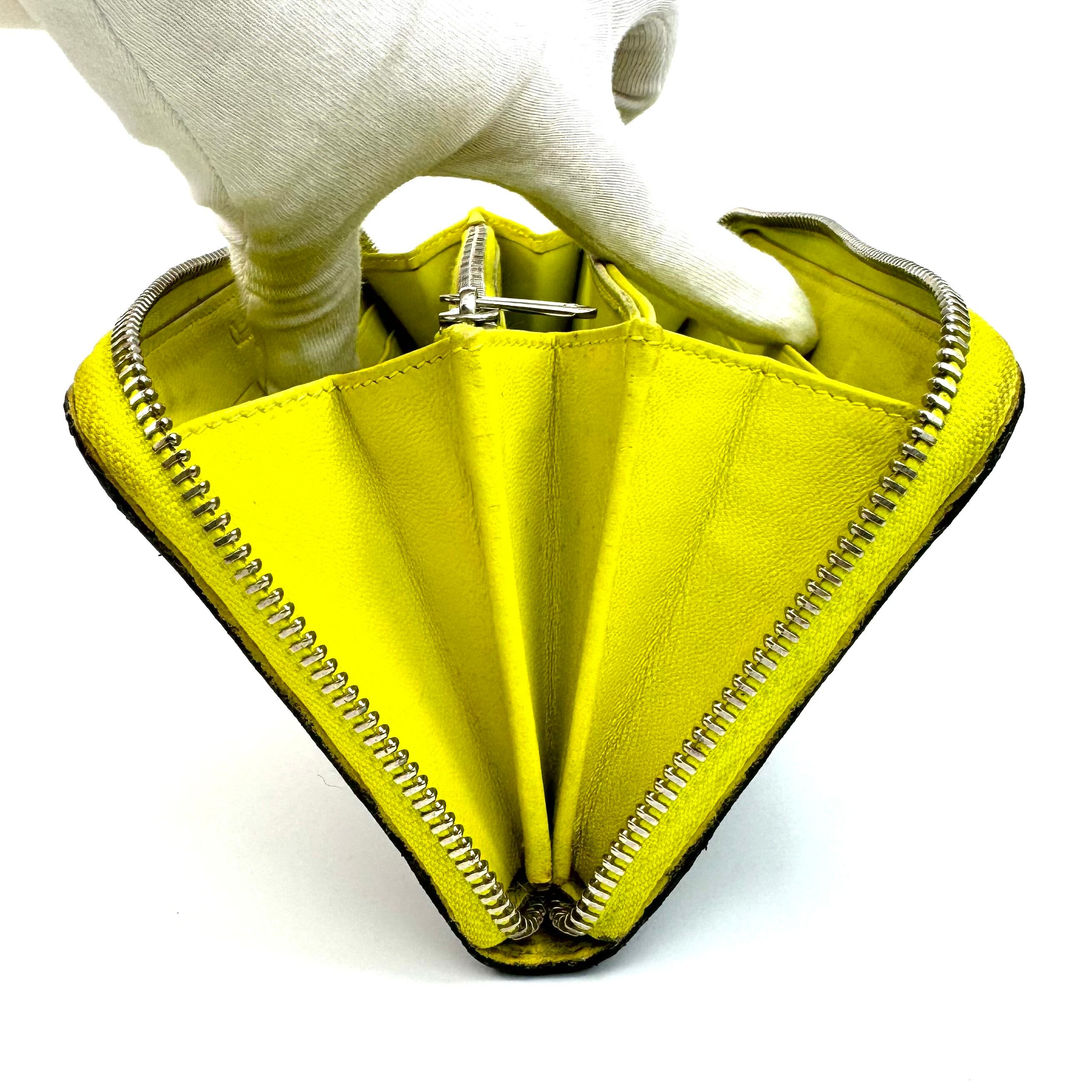 クリスチャンディオール カナージュ ロングウォレット ラウンドジップ レザー 黒 黄色 チャームなし