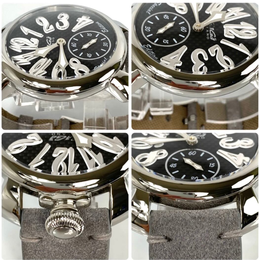 ガガミラノ マニュアーレ48 5010.SP.02 スペシャルエディション 手巻き グレー 裏スケ 革ベルト スモールセコンド