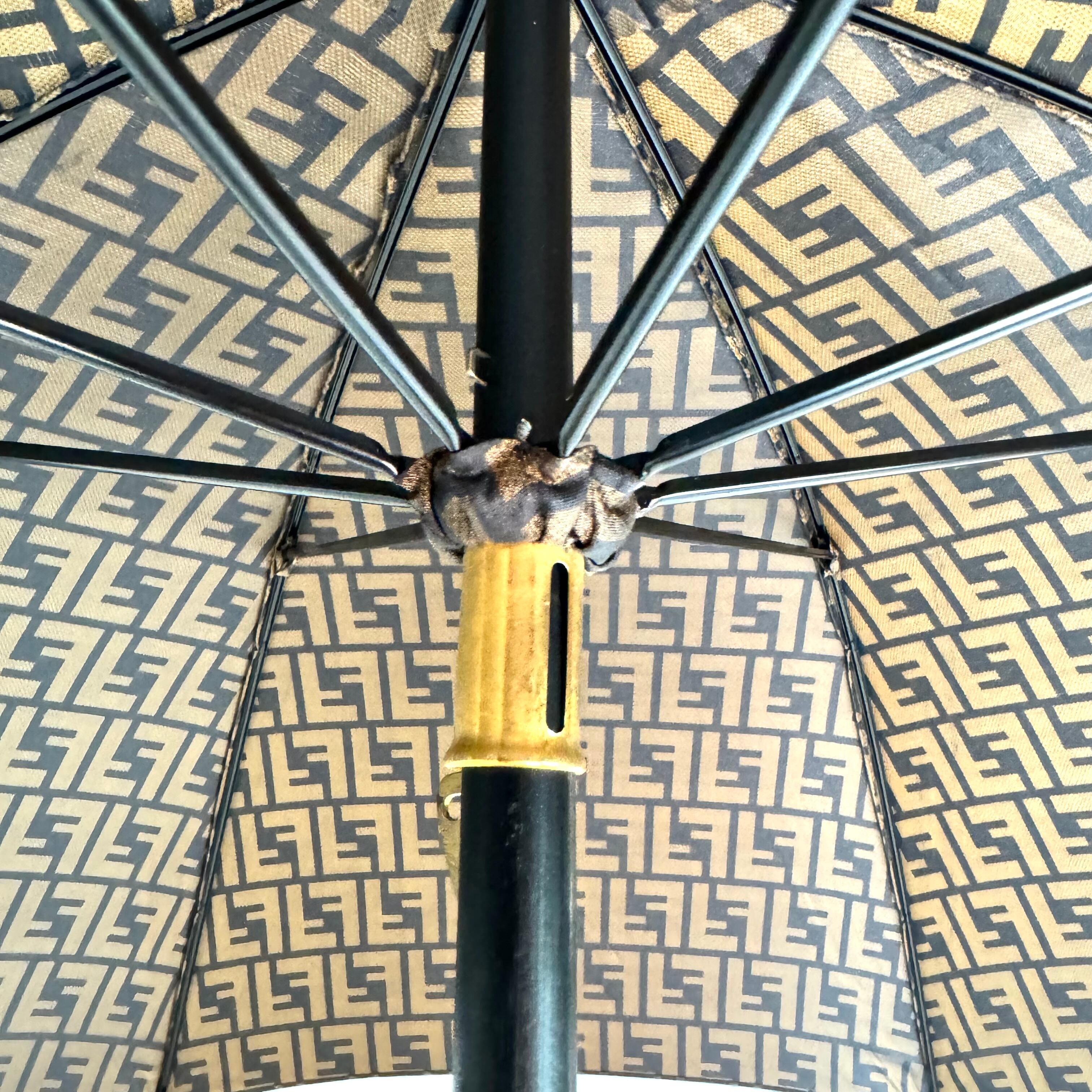 【美品】フェンディ 長傘 ズッカ柄 総柄 ユニセックス ゴールド 黒