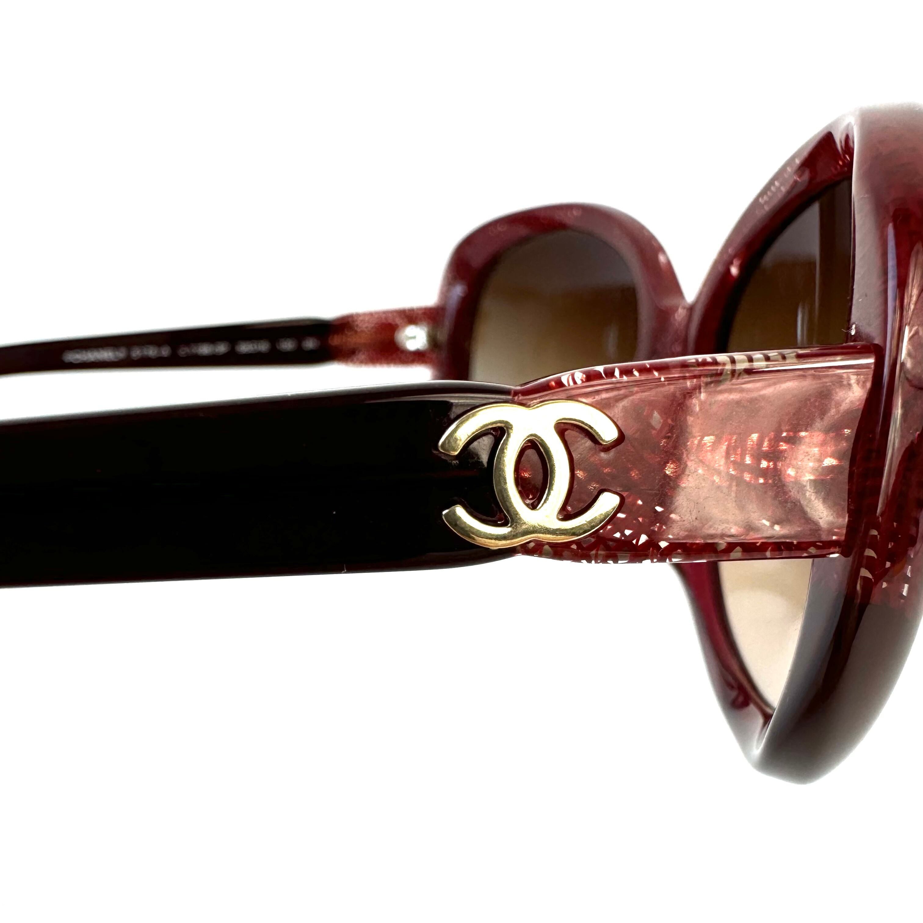 【美品】シャネル サングラス 5189-A ココマーク グラデーション 赤