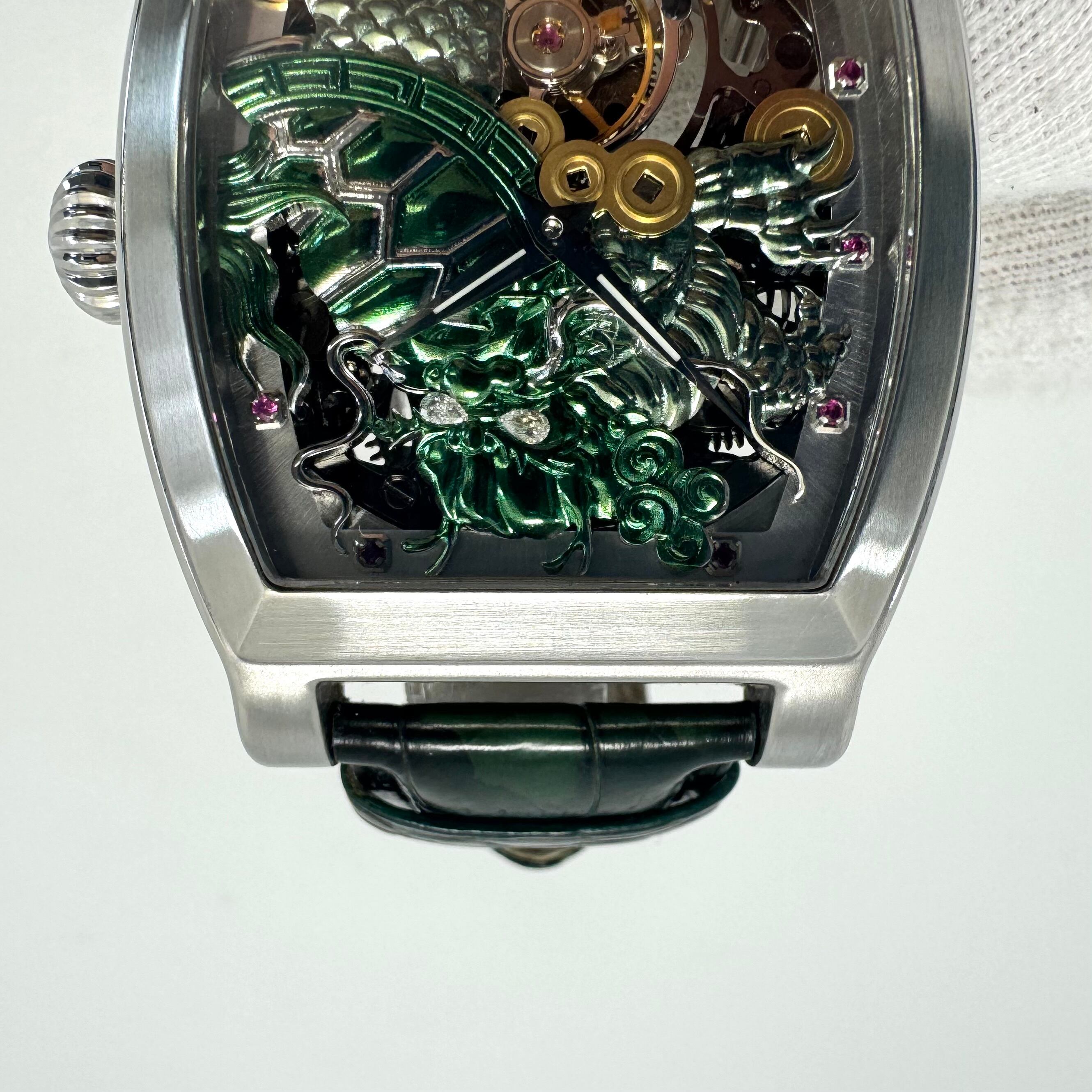 【希少】メモリジン MEMORIGIN 霊亀 MO0401 トゥールビヨン 手巻き スケルトン ルビー 革ベルト