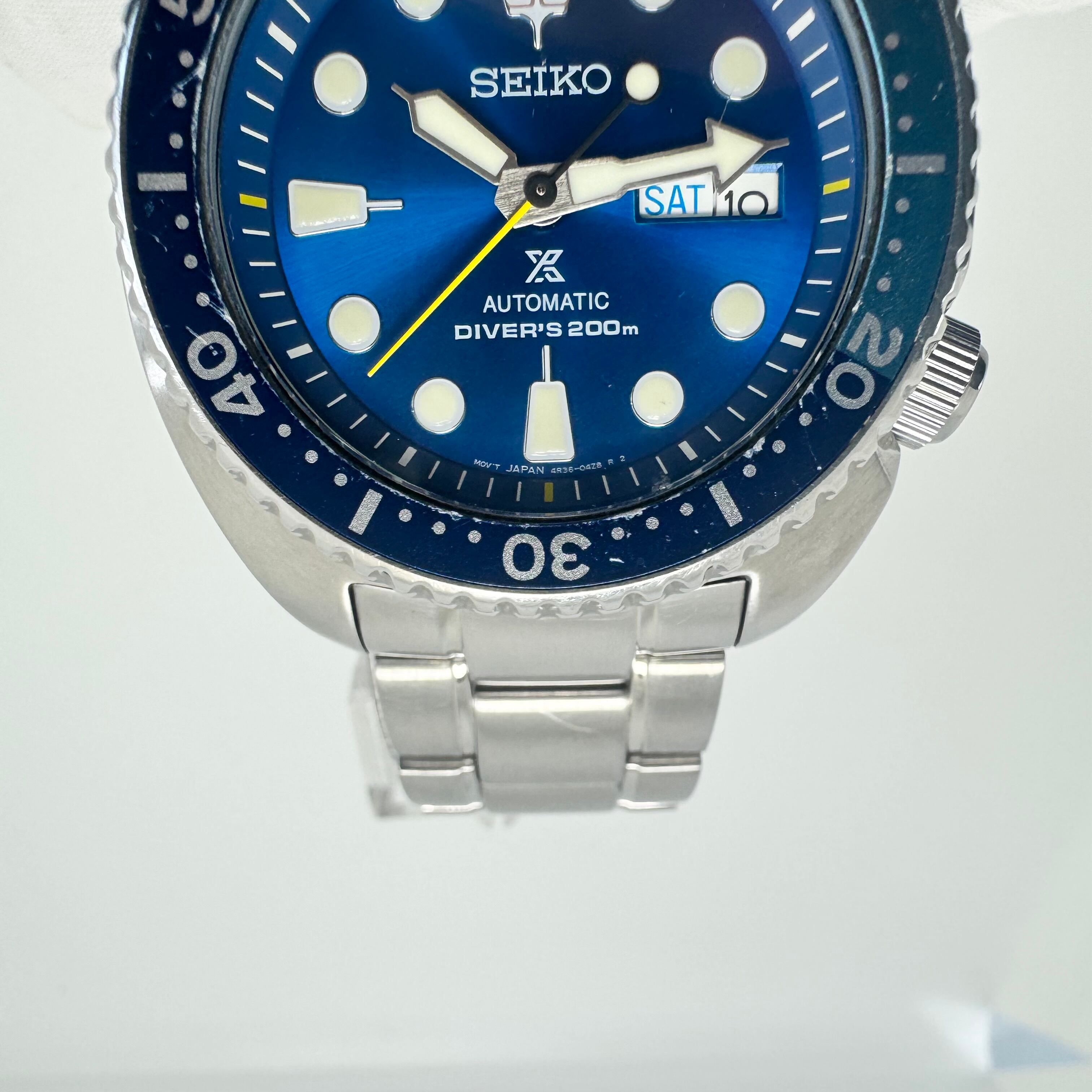 【希少】腕時計 メンズ セイコー SEIKO プロスペックス タートル ブルーラグーン SRB11K1 4R36-06A0 6000本限定 海外モデル 自動巻 青 デイデイト表示 200m防水