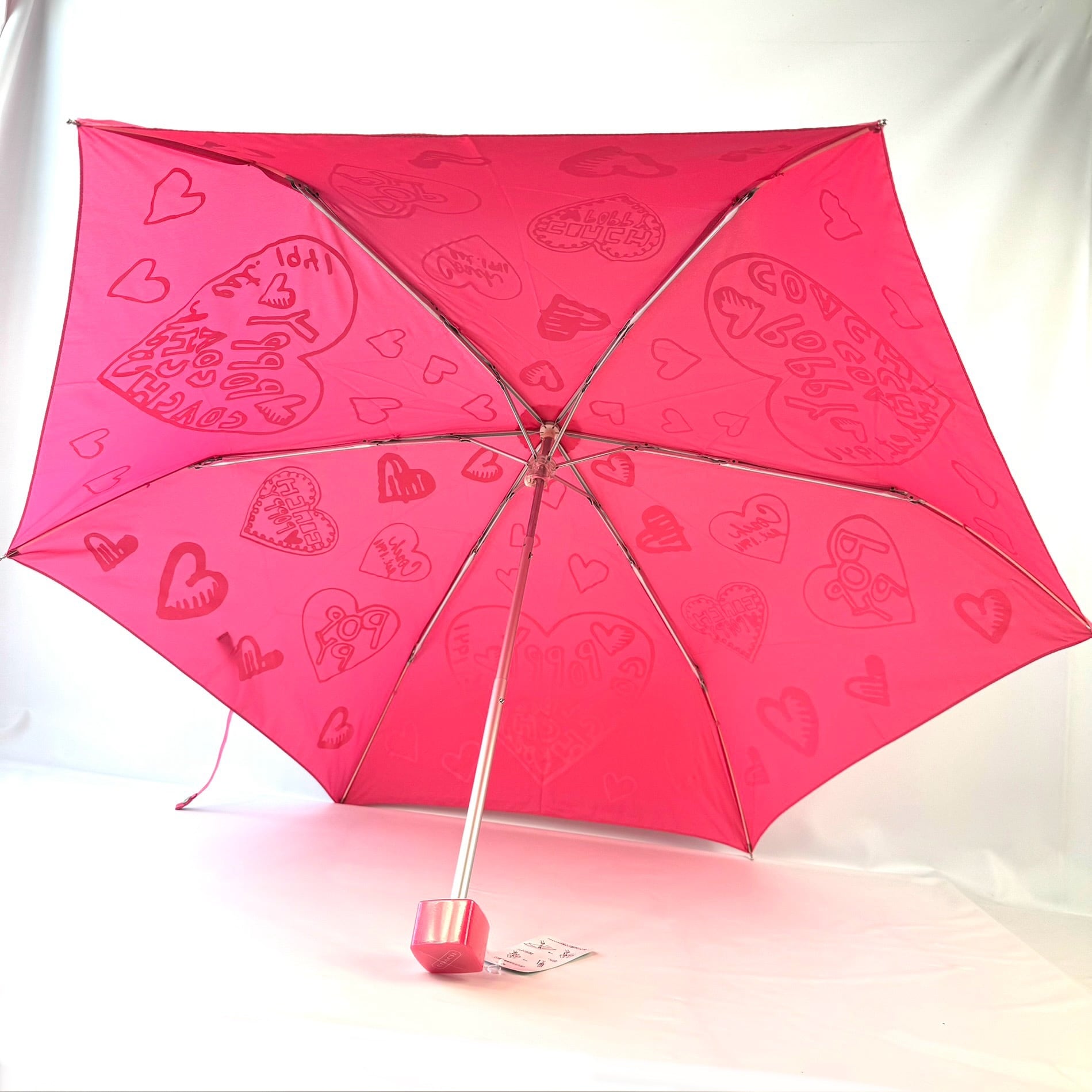 【美品】コーチ 折り畳み傘 ノベルティ 日傘 ピンク POPPY