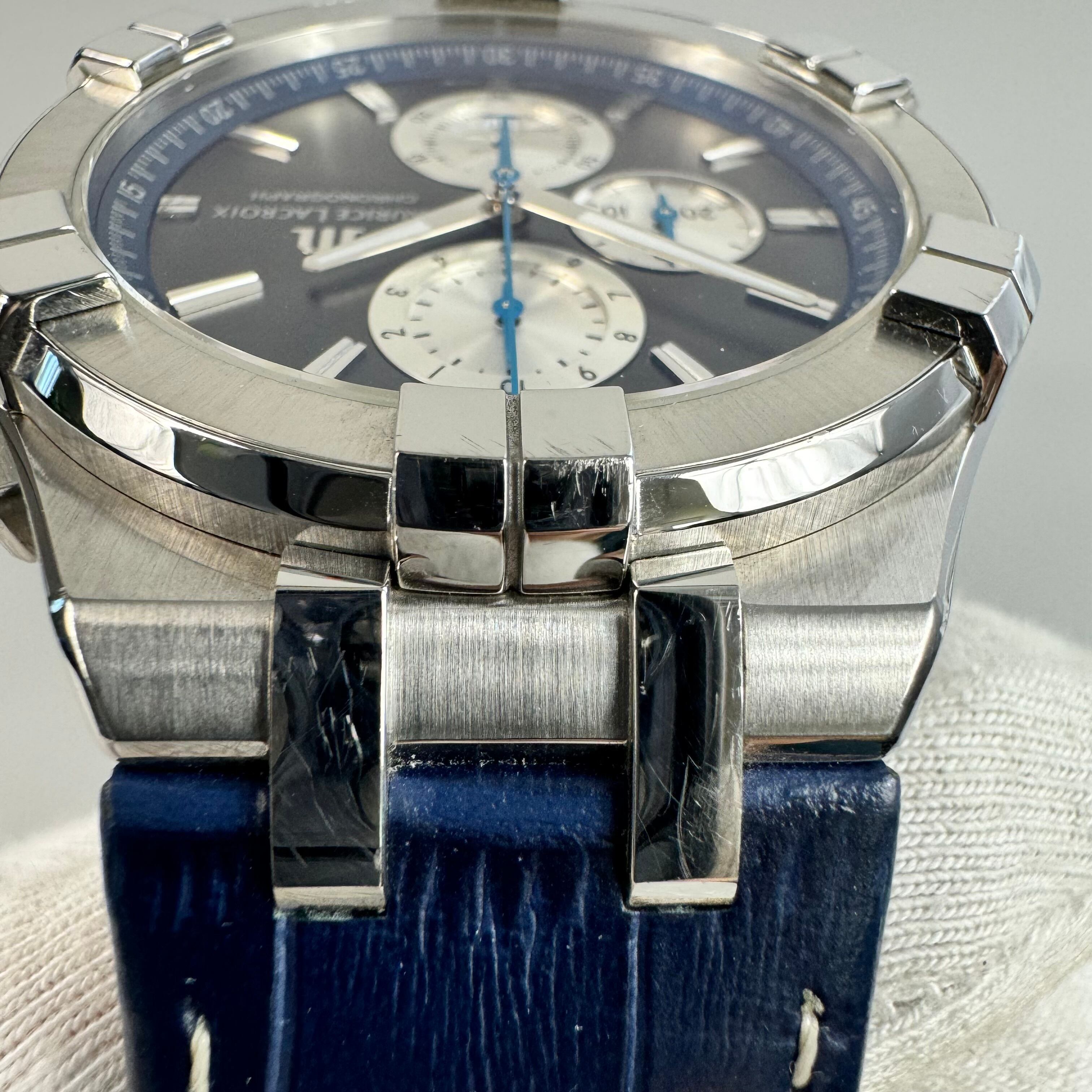 モーリスラクロア MAURICE LACROIX アイコン AI1018 クォーツ クロノグラフ シルバー 革ベルト デイト表示