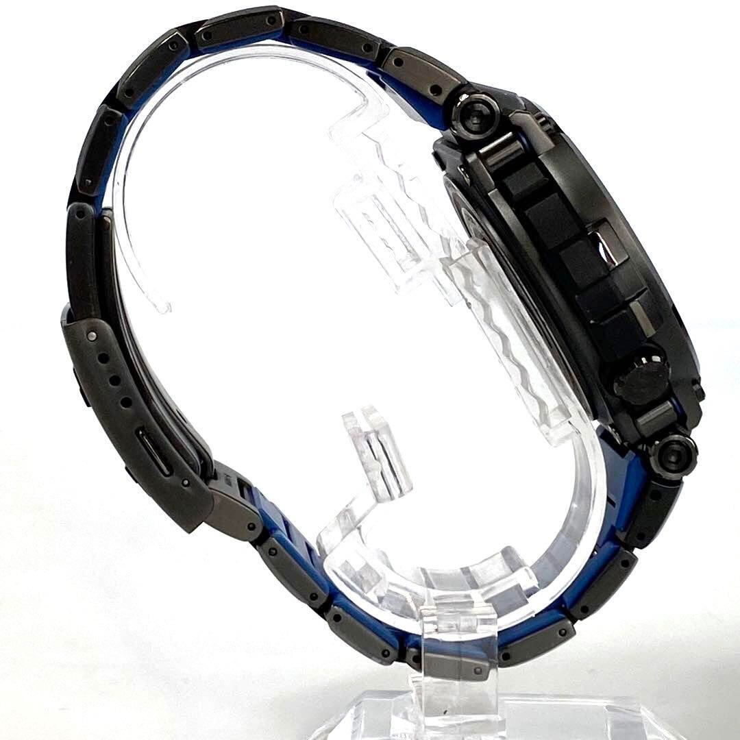 【美品】カシオ Gショック MT-G 電波ソーラー 黒 ブルー デイト表示