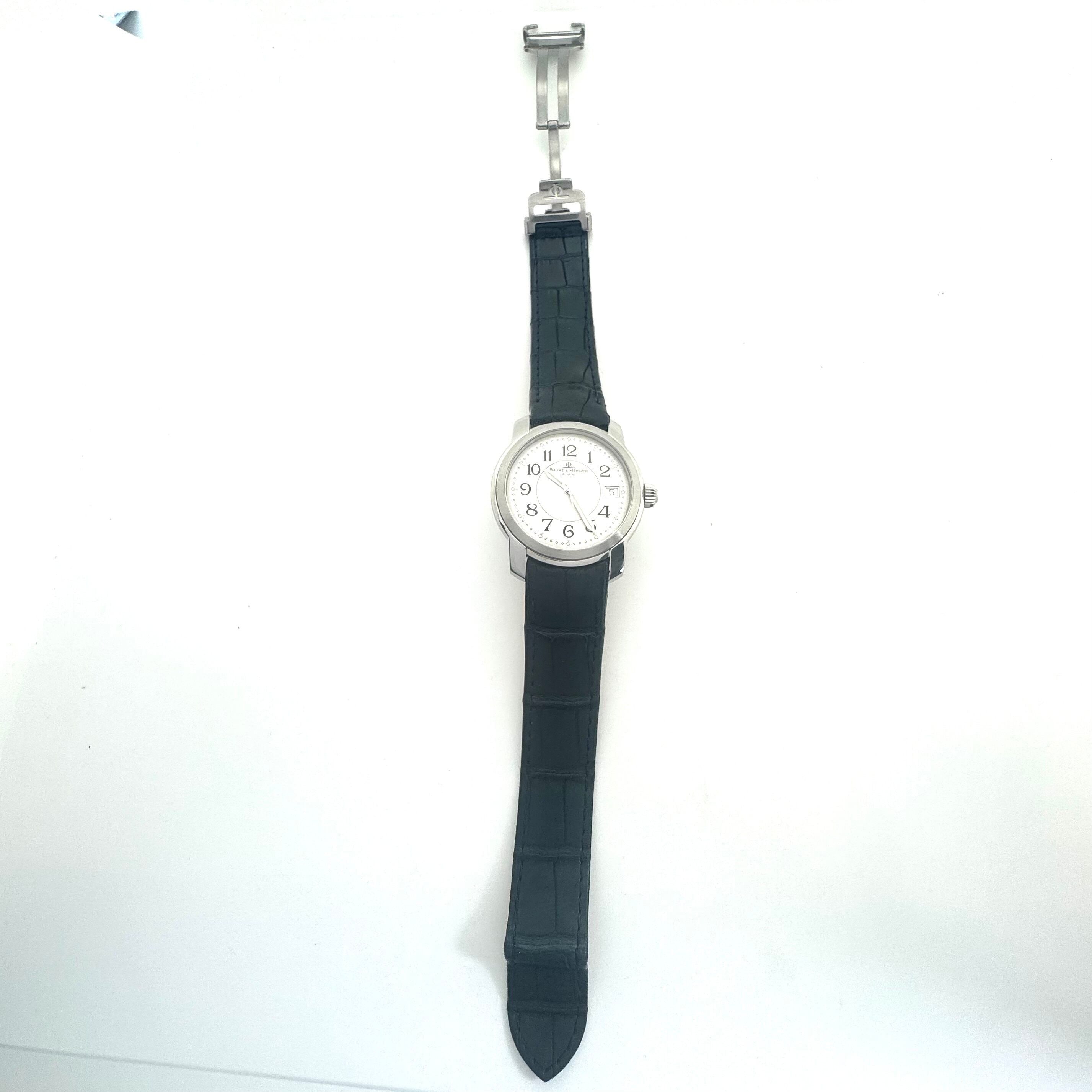 【美品・OH、電池交換済み】ボーム&メルシエ ケープランド MV045214 5267466 クォーツ デイト表示 シルバー 革ベルト