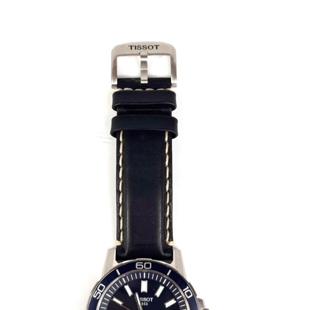 【美品】ティソ TISSOT スーパースポーツ T125610A クォーツ デイト表示 ネイビー 革ベルト