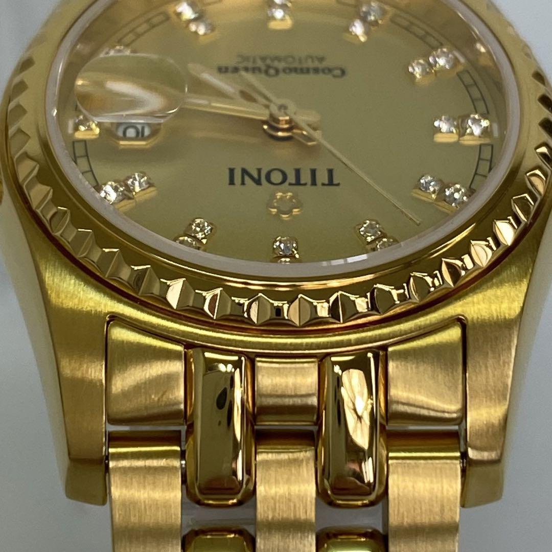 【未使用】チトーニ TITONI コスモキング 729GDB 自動巻 デイト表示 ゴールド