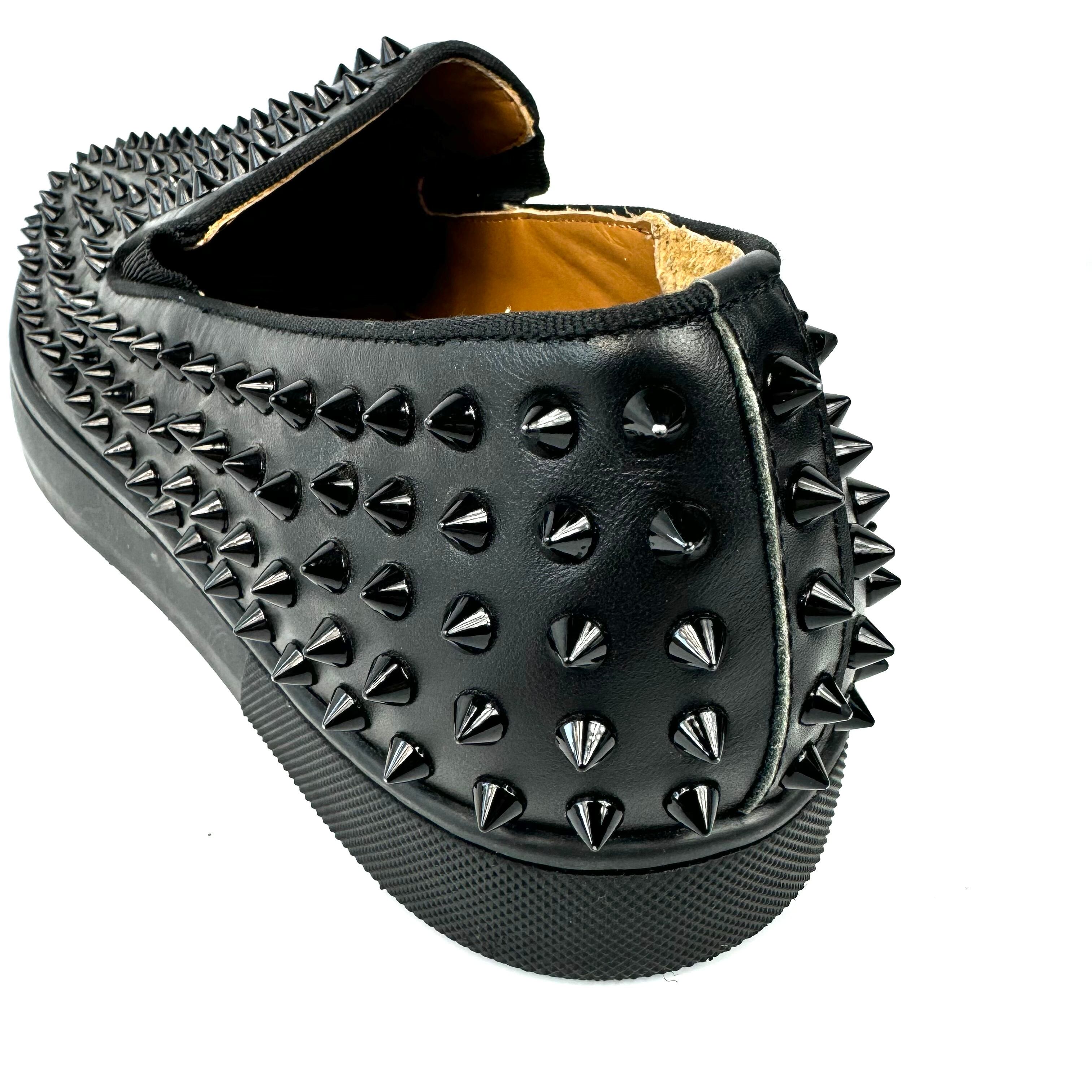 クリスチャンルブタン スニーカー ローラーボート スタッズ レザー 黒 27cm