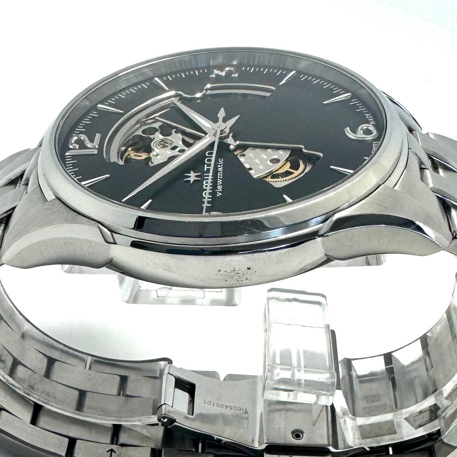 中古 腕時計 メンズ ハミルトン ジャズマスター オープンハート H32705181 H327050 自動巻 スケルトン 黒