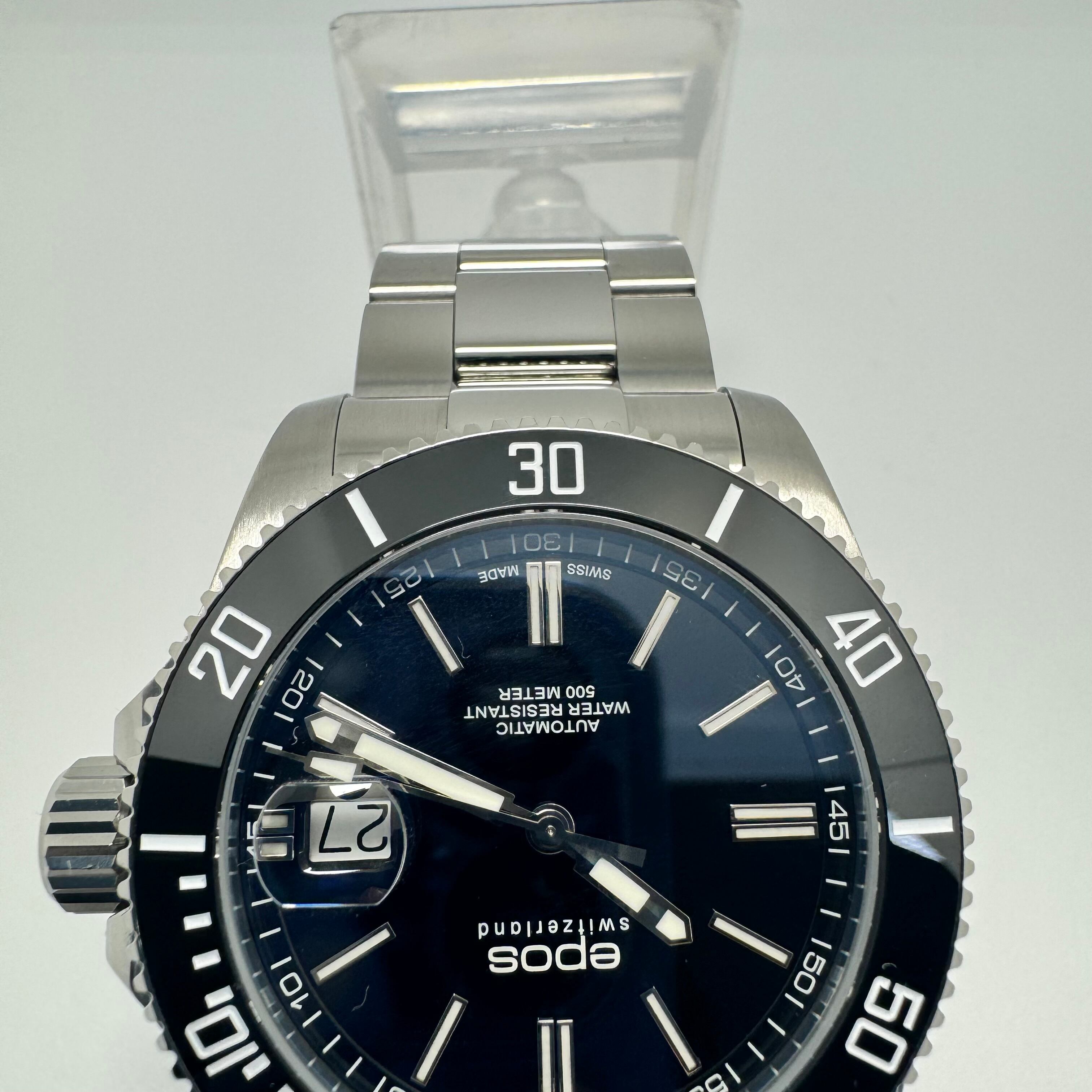 【美品】エポス EPOS スポーティブ ダイバー 3504BK 自動巻 黒 デイト表示