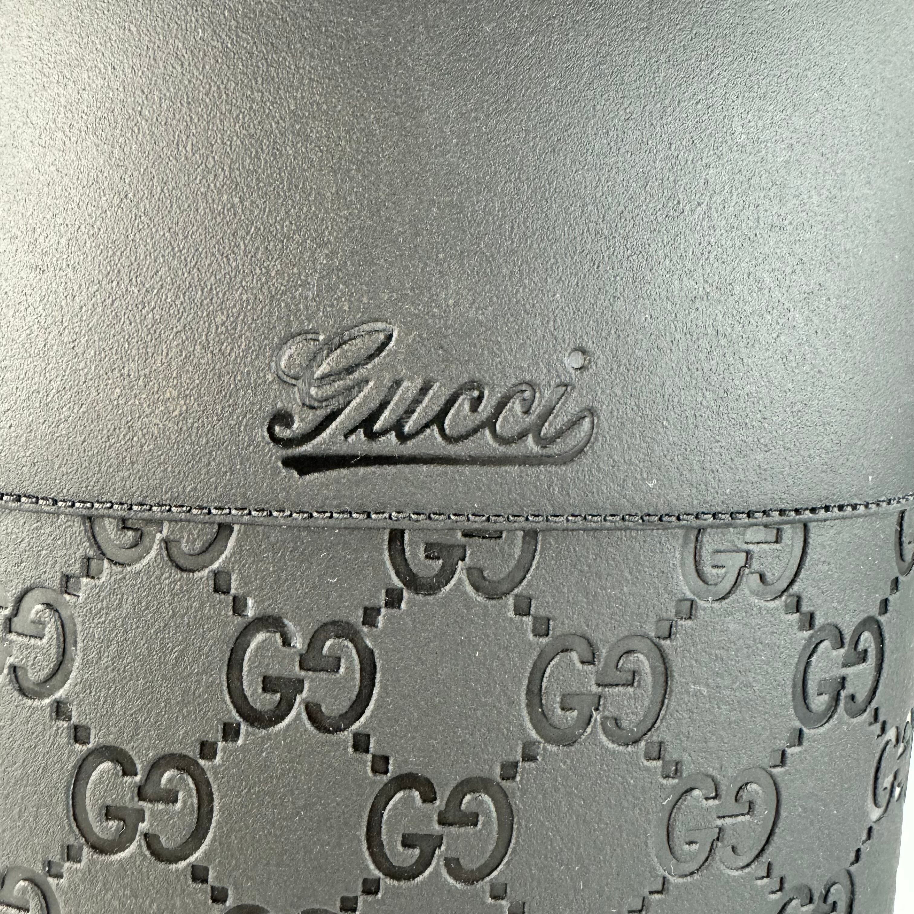 【美品】グッチ GUCCI レインブーツ モノグラム ラバー 黒 24cm