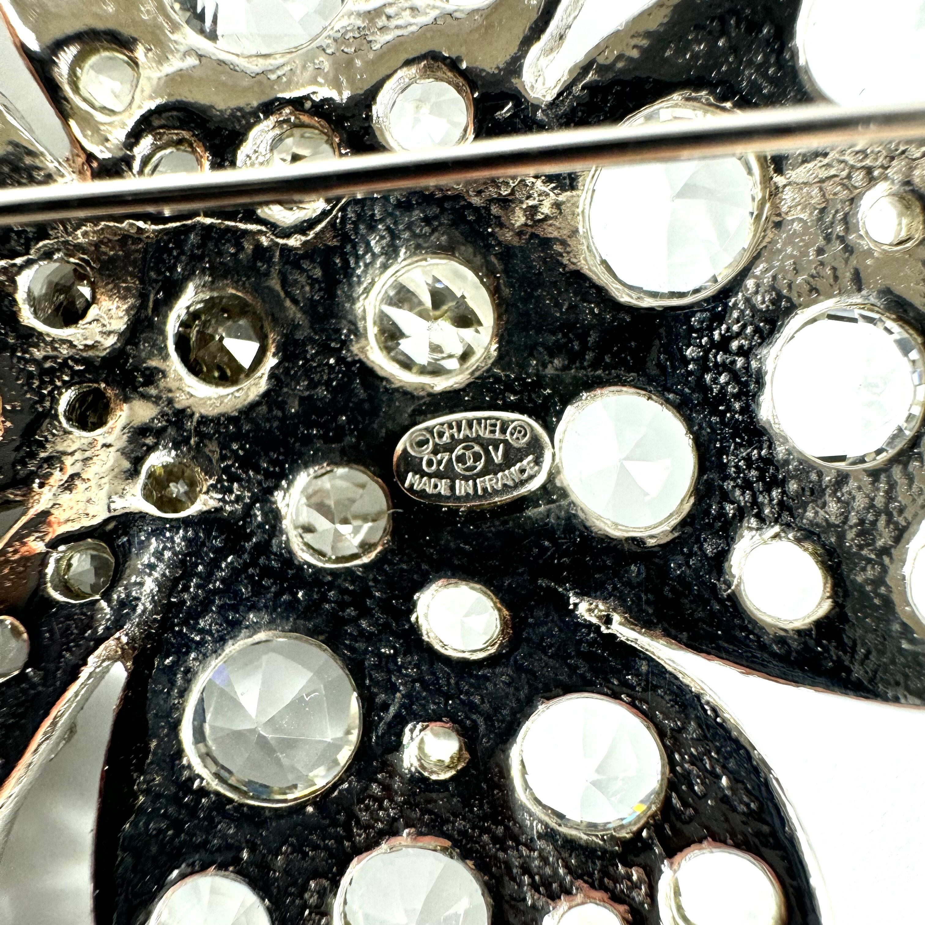 【美品】シャネル ブローチ クローバー ココマーク ラインストーン シルバー