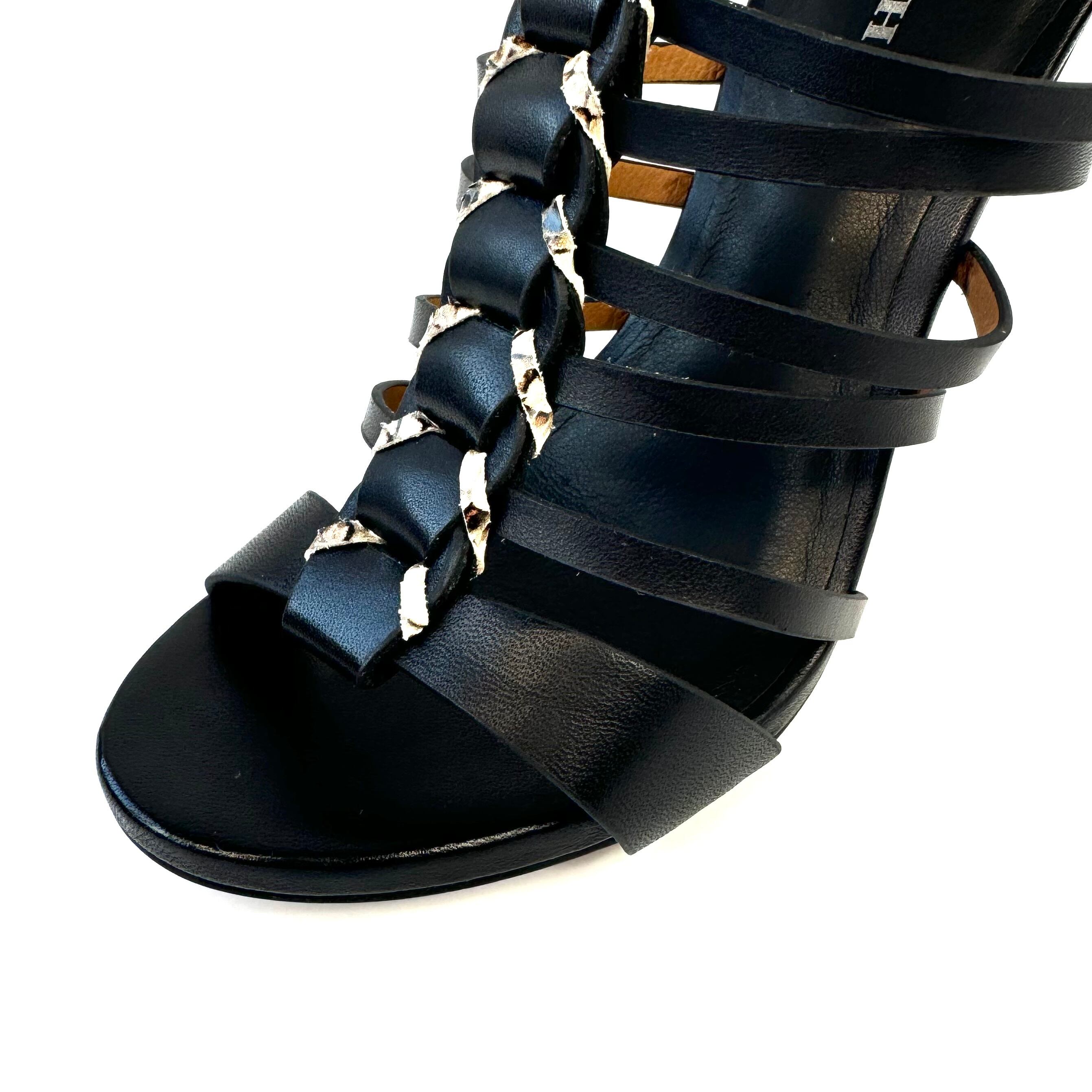 【美品】コーチ グラディエーターサンダル ピンヒール パイソン 黒 22.5cm