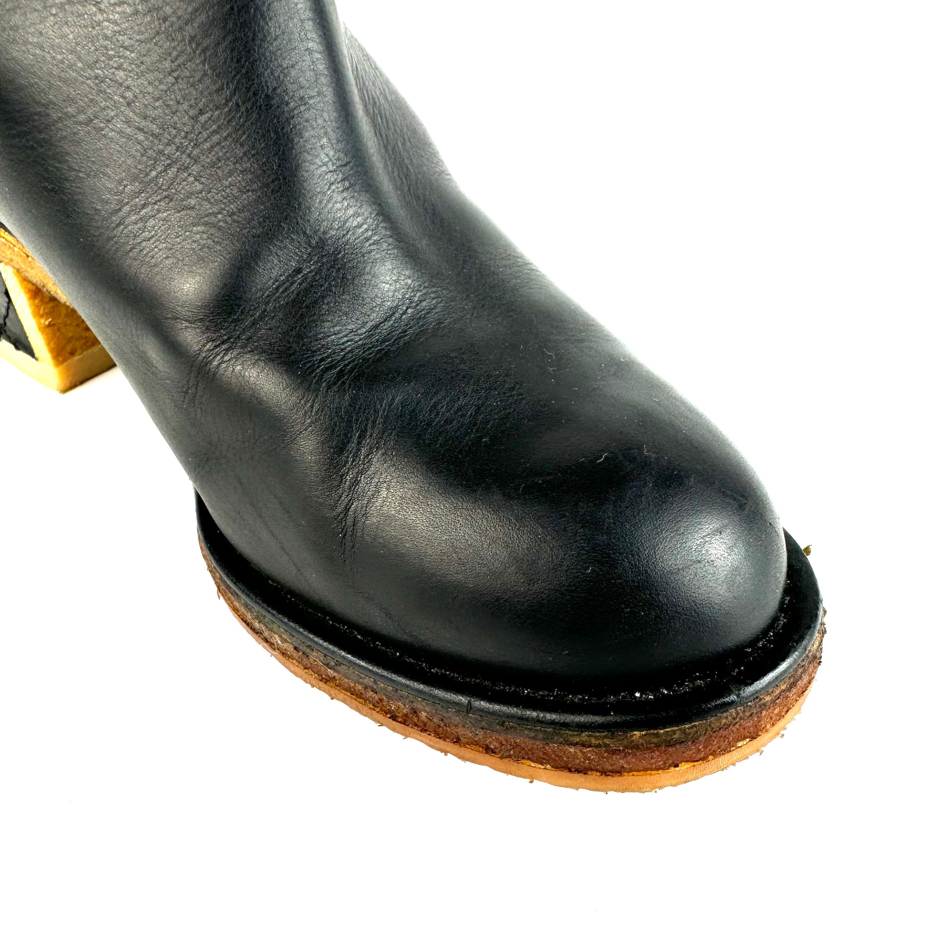 【美品】シャネル ロングブーツ ムートン ココマーク レザー 黒 22.5cm