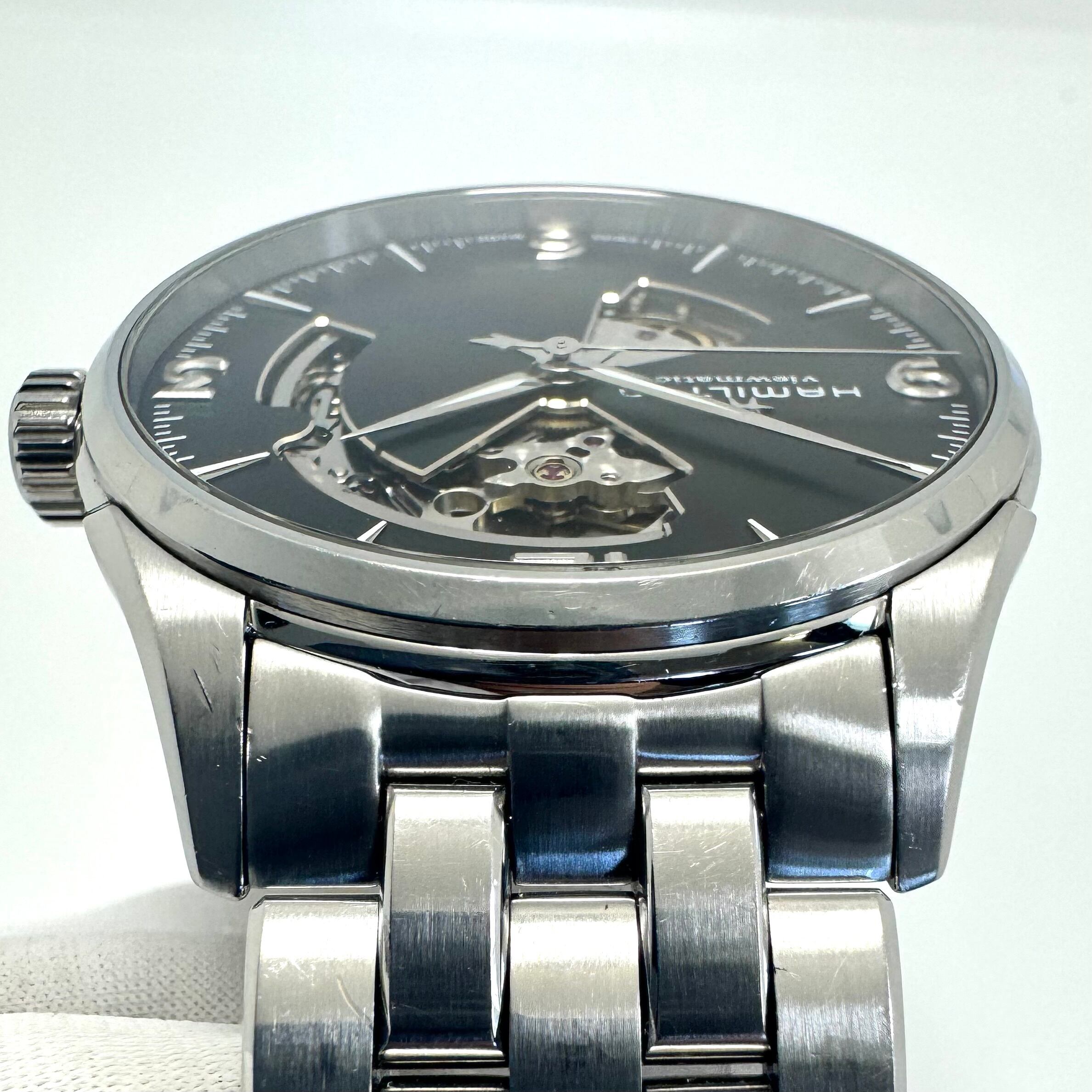 中古 腕時計 メンズ ハミルトン ジャズマスター オープンハート H32705181 H327050 自動巻 スケルトン 黒