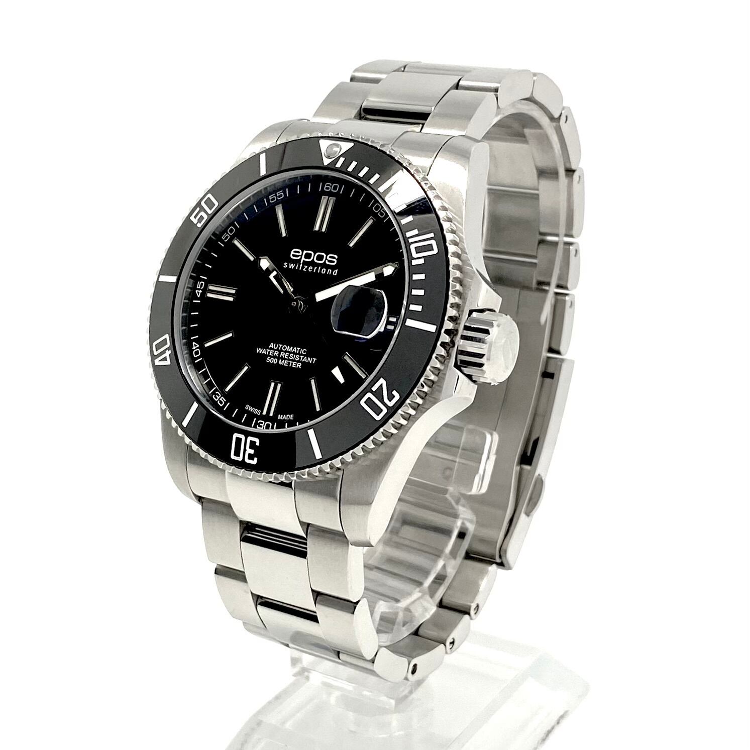 【美品】エポス EPOS スポーティブ ダイバー 3504BK 自動巻 黒 デイト表示