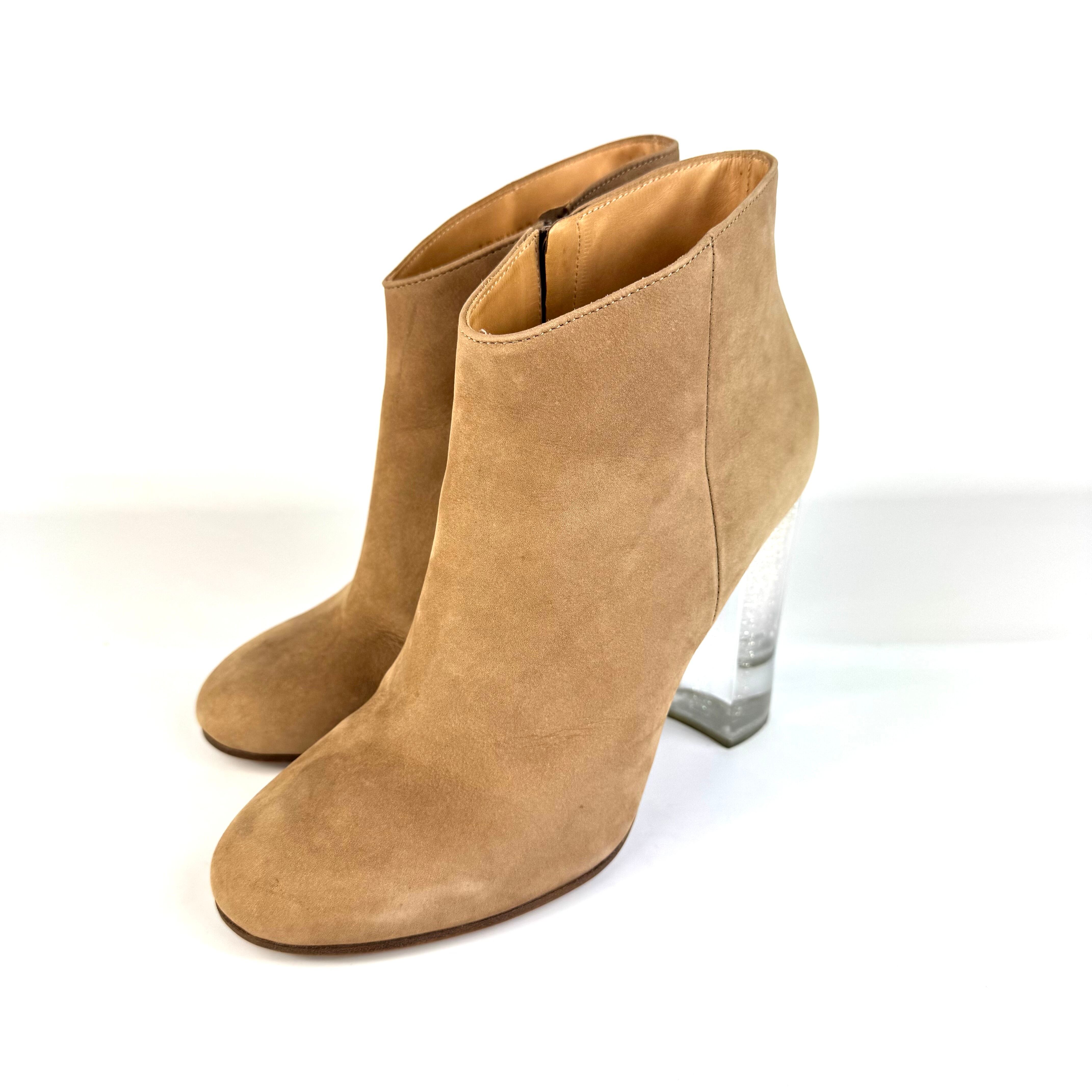 マルタンマルジェラ ショートブーツ クリアヒール ラメ スエード ベージュ