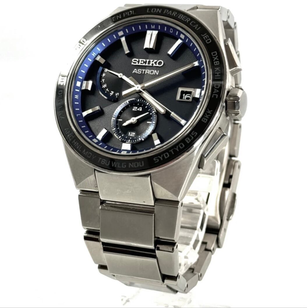 セイコー アストロン ネクスター SBXY051 8B63-0BD0 電波ソーラー デイト表示 チタニウム ネイビー