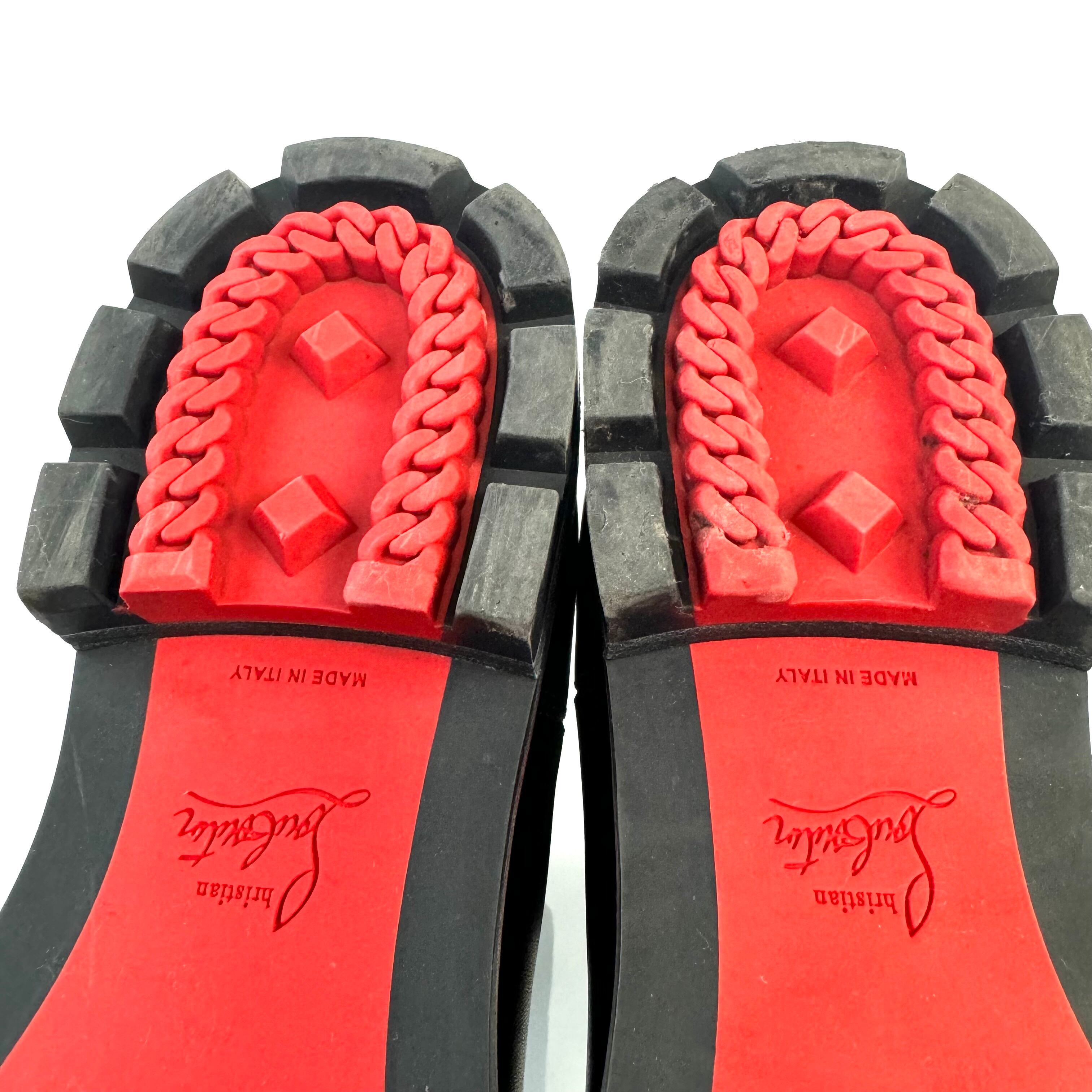 クリスチャンルブタン サイドゴアブーツ トゥスタッズ レザー 黒 26cm