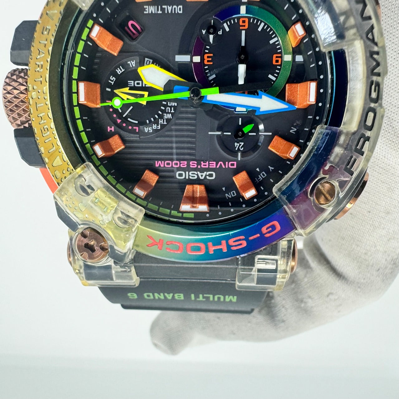 【希少品】腕時計 メンズ カシオ ジーショック G-SHOCK フロッグマン ボルネオ・レインボー・トード 虹蛙 GWF-A1000BRT-1AJR 世界限定2,000本 電波ソーラー 黒 デイト表示 スマホリンク 200m潜水用防水 カーボン 樹脂ベルト