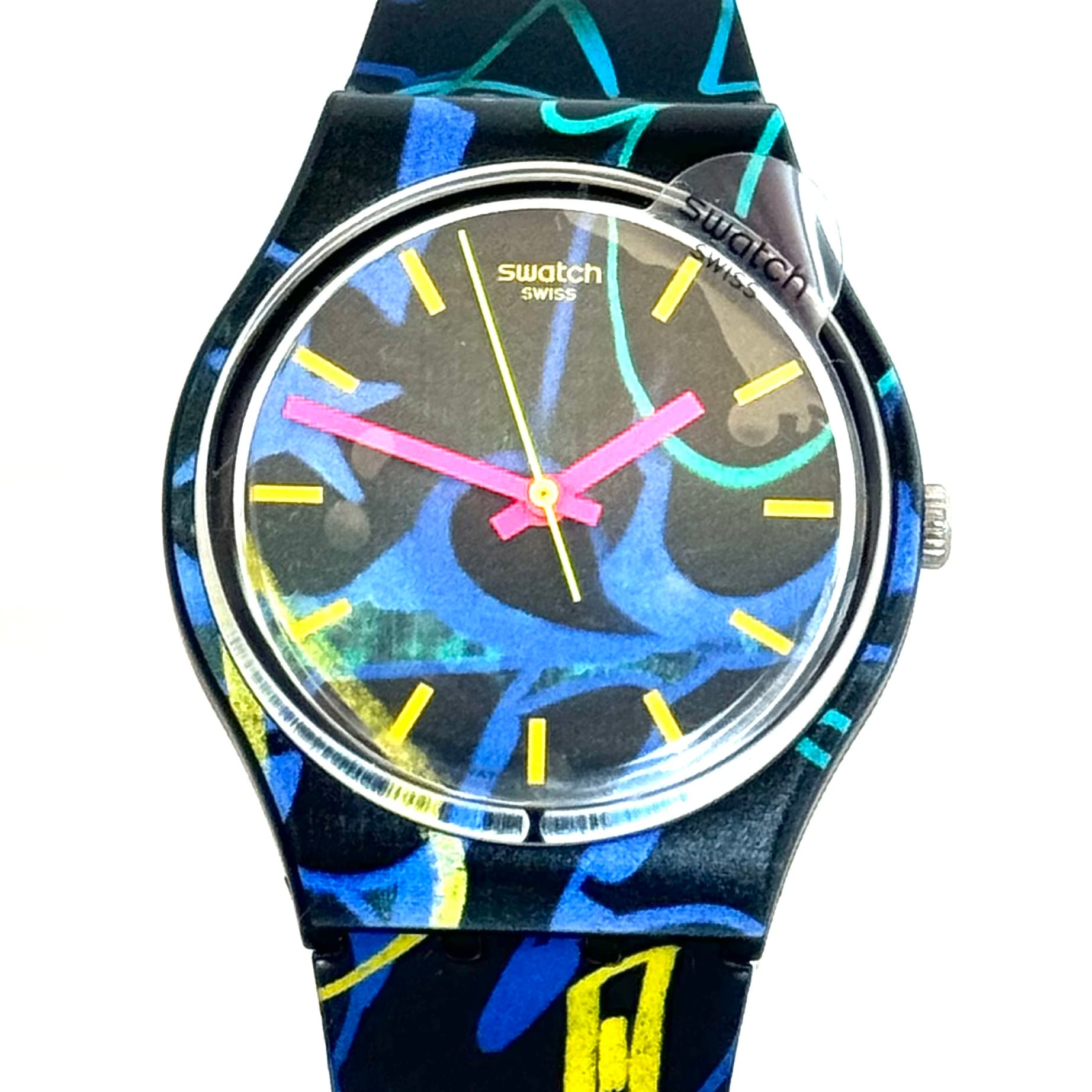 【ほぼ未使用】スウォッチ SWATCH ナイトクラブ GB318 クォーツ 黒 ラバーベルト レディース 電池交換済