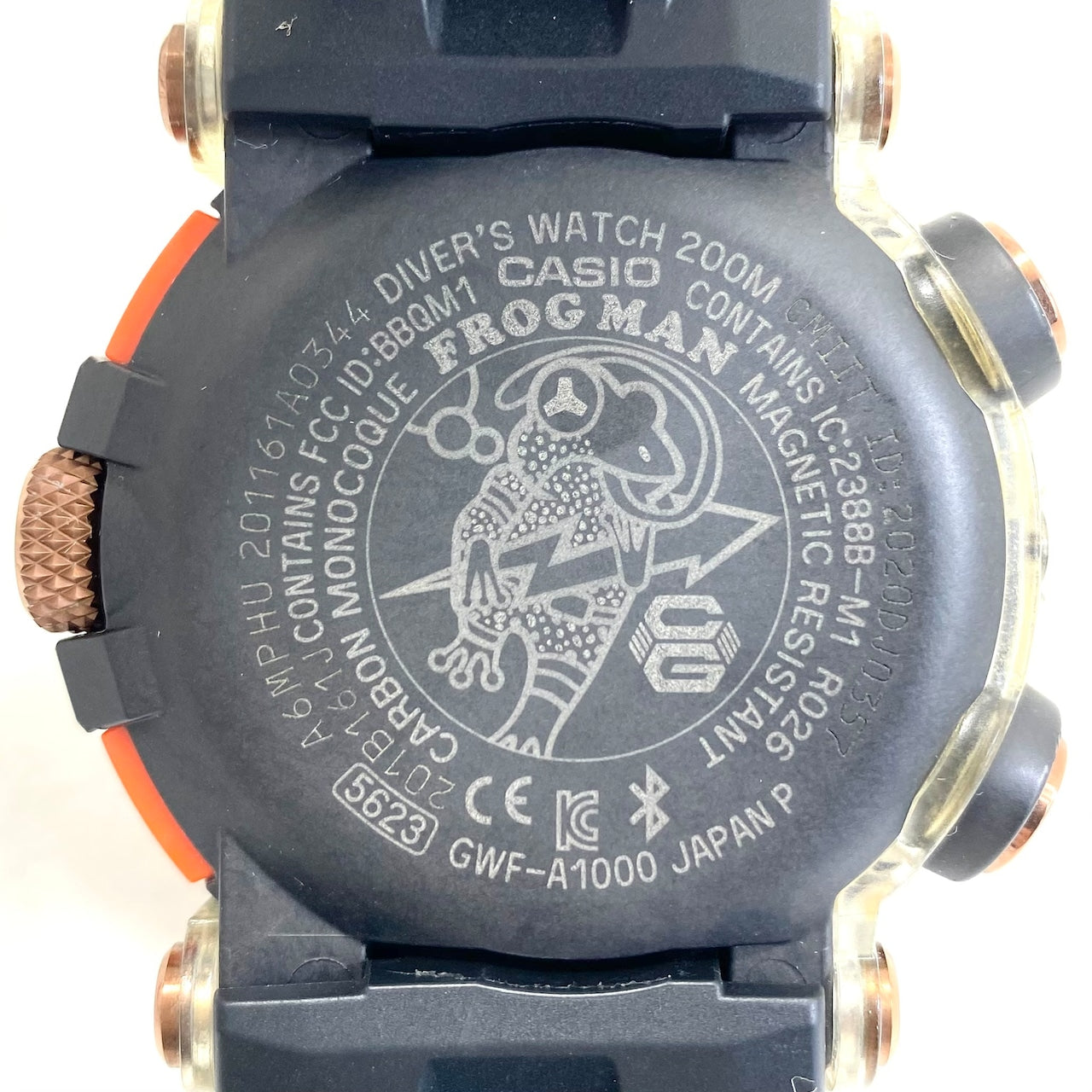 【希少品】腕時計 メンズ カシオ ジーショック G-SHOCK フロッグマン ボルネオ・レインボー・トード 虹蛙 GWF-A1000BRT-1AJR 世界限定2,000本 電波ソーラー 黒 デイト表示 スマホリンク 200m潜水用防水 カーボン 樹脂ベルト