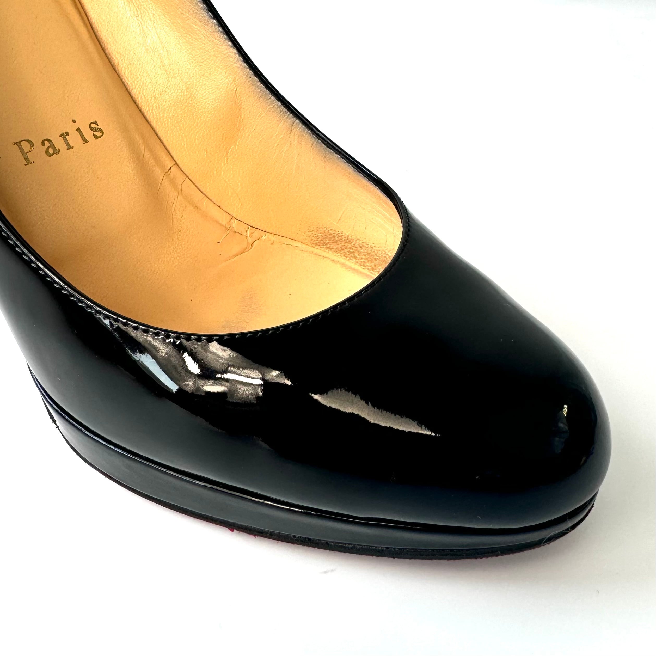 【美品】クリスチャンルブタン ニューシンプルパンプス ハイヒール パテントレザー 23.5cm 黒