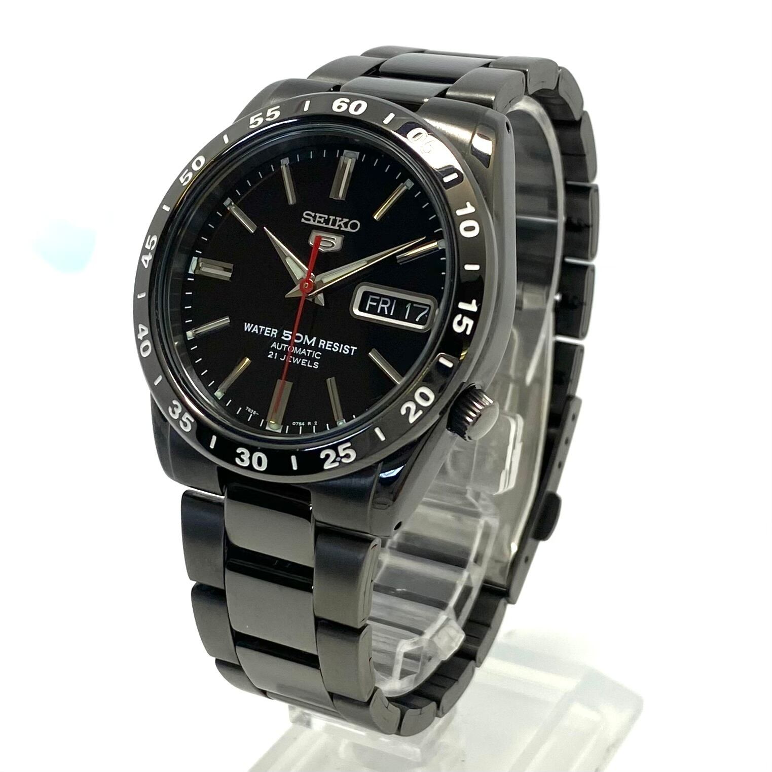 セイコー セイコーファイブ セイコー5 SNKE03K1 7S26-02T0 自動巻 黒 裏スケ デイデイト(スペイン語・英語) 海外モデル