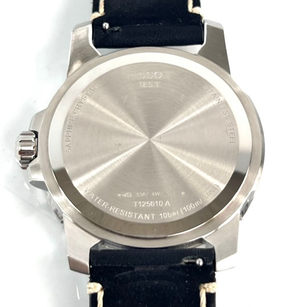 【美品】ティソ TISSOT スーパースポーツ T125610A クォーツ デイト表示 ネイビー 革ベルト