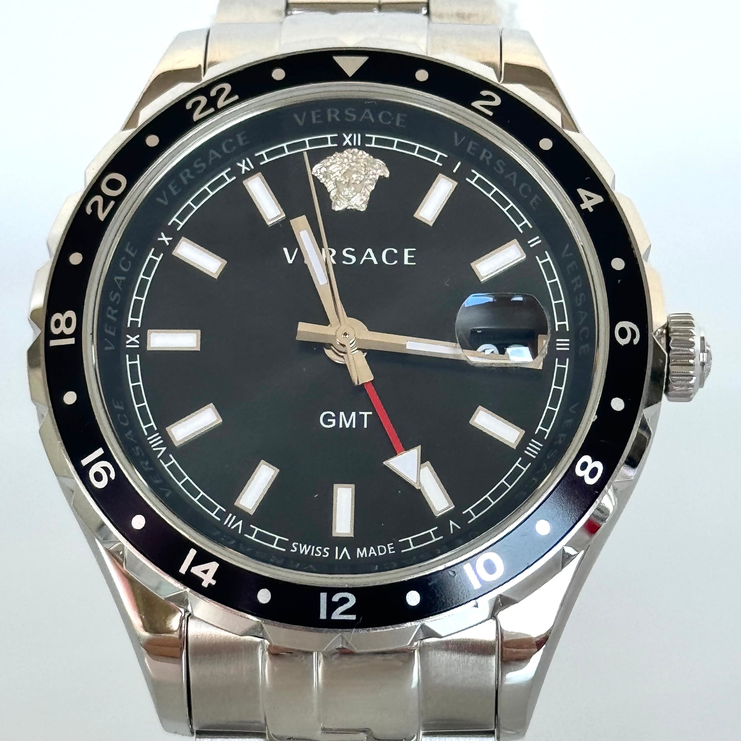 【希少】ヴェルサーチ ヘレニウム GMT V11 クォーツ 黒 デイト表示