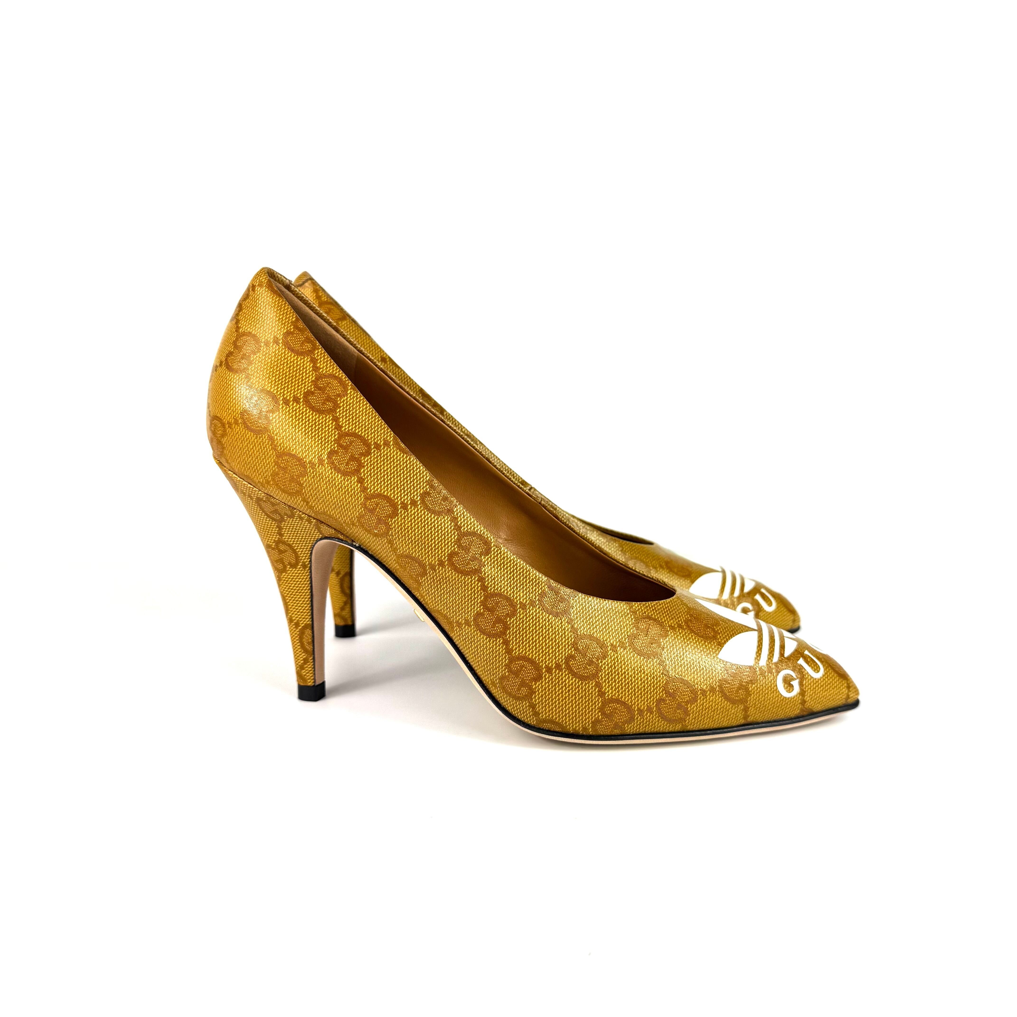 【未使用】グッチ×アディダス パンプス GGクリスタル ブラウン 22.5cm