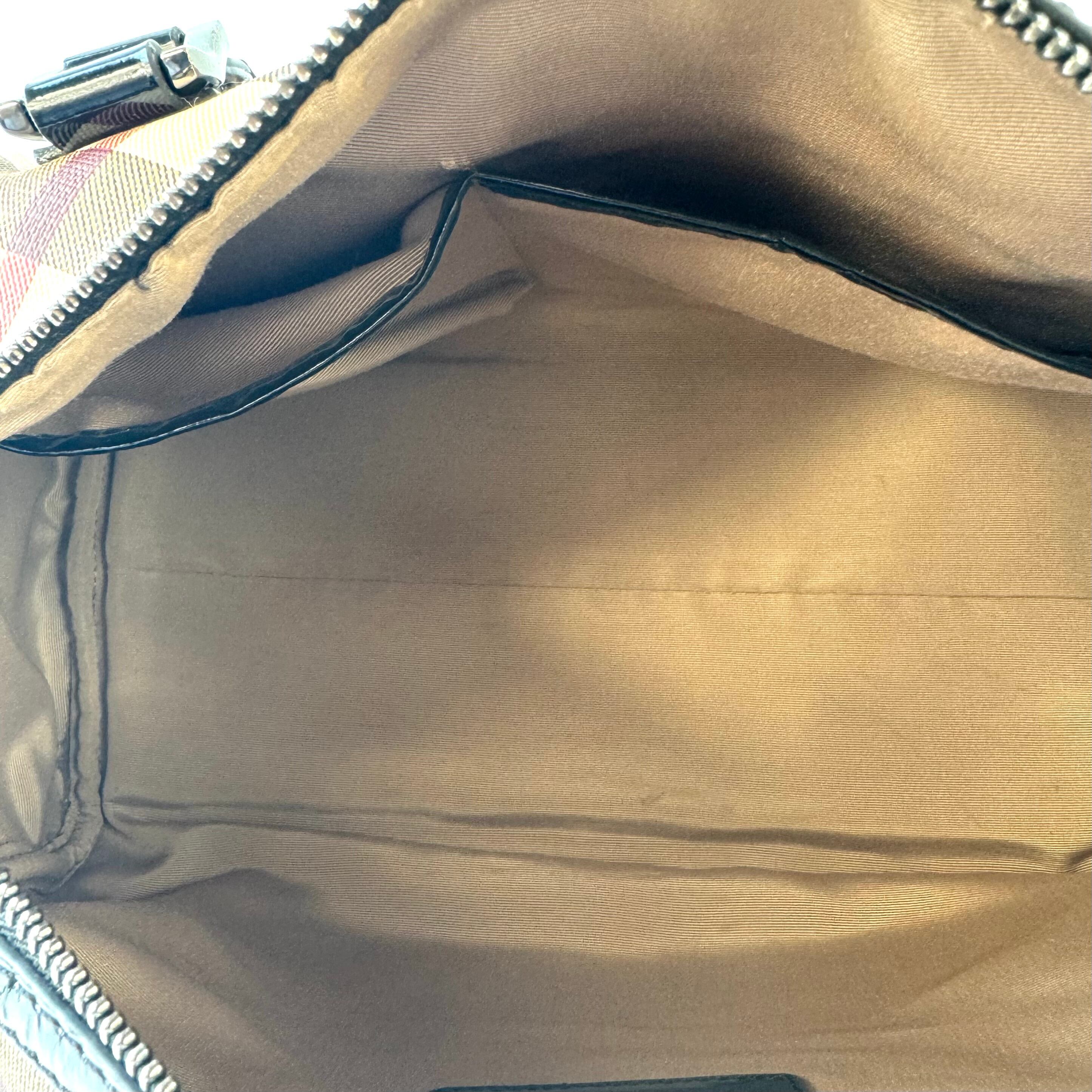 バーバリー ミニボストンバッグ ノバチェック メガチェック PVC×レザー ベージュ系