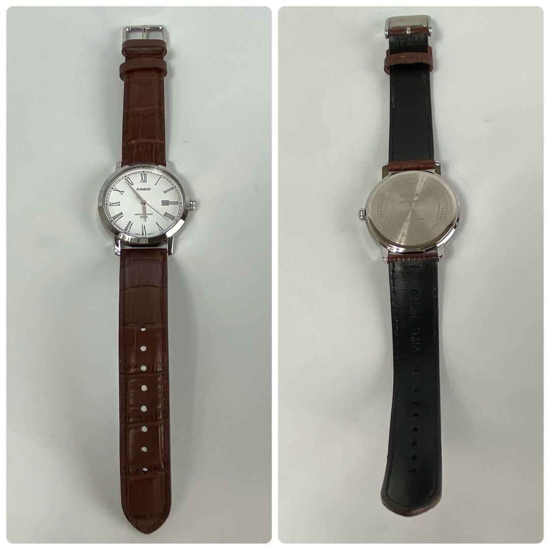 【美品】カシオ MTP-E149 クォーツ 白 デイト表示 ローマ数字