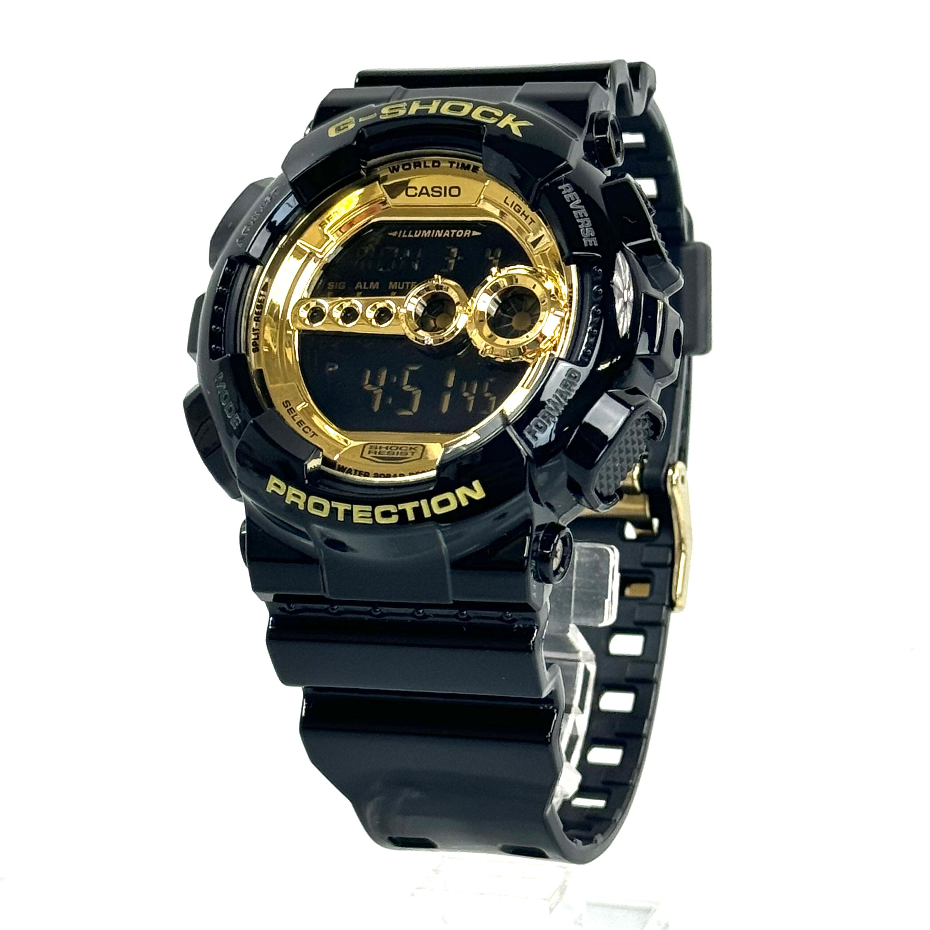 【美品】カシオ G-SHOCK ジーショック GD-100GB-1JF クォーツ デジタル ブラックゴールド 樹脂