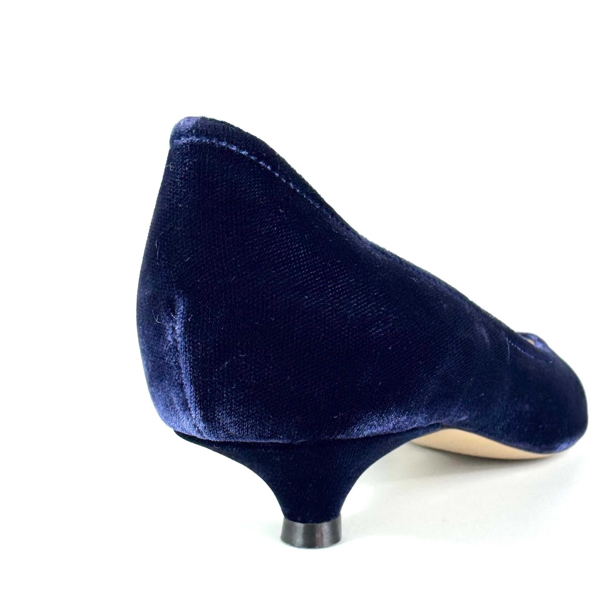 ジョルジオアルマーニ パンプス ベロア ポインテッドトゥ ネイビー 22.8cm