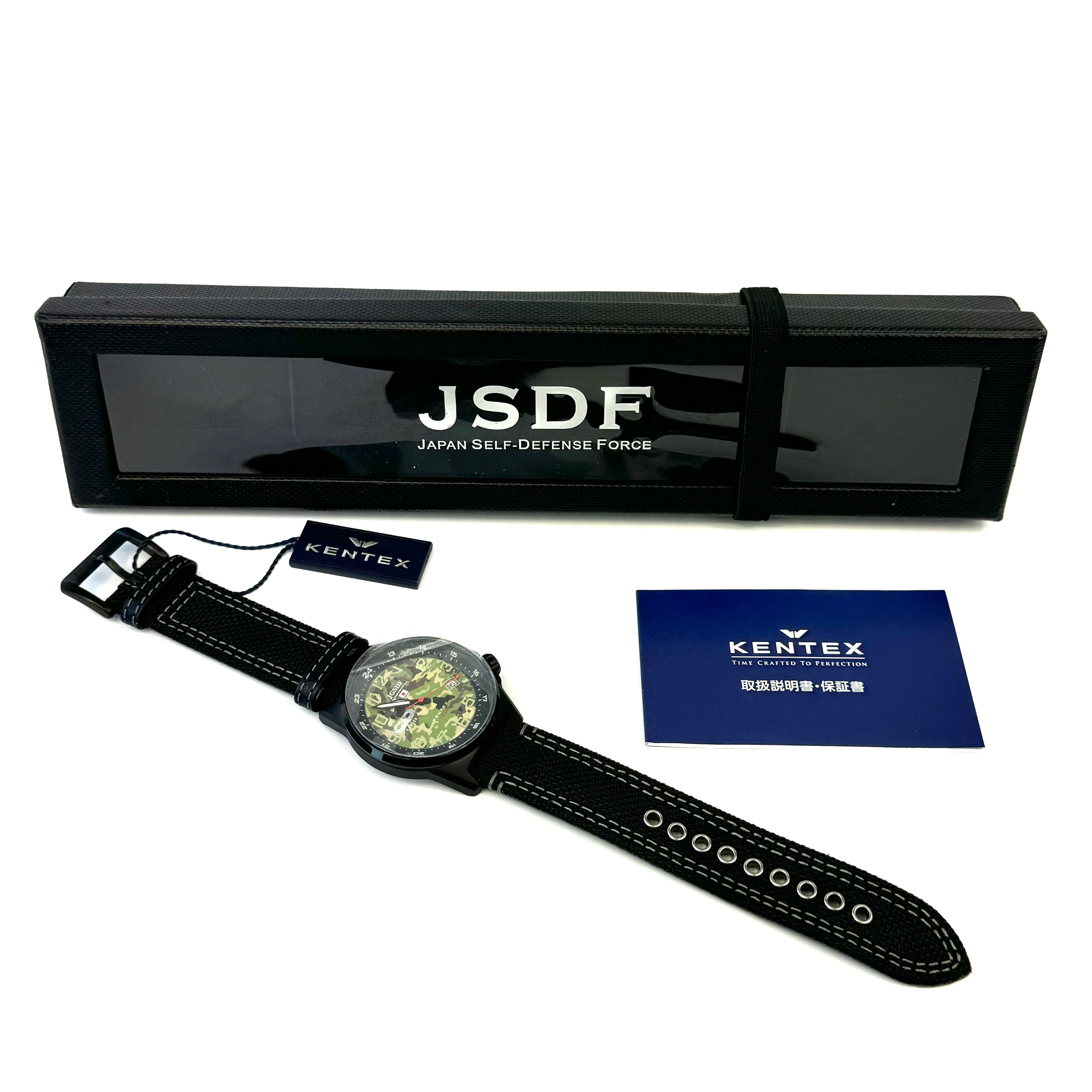 【未使用】ケンテックス KENTEX JSDF迷彩モデル S715M-08 クォーツ デイト表示 カモフラ 革ベルト
