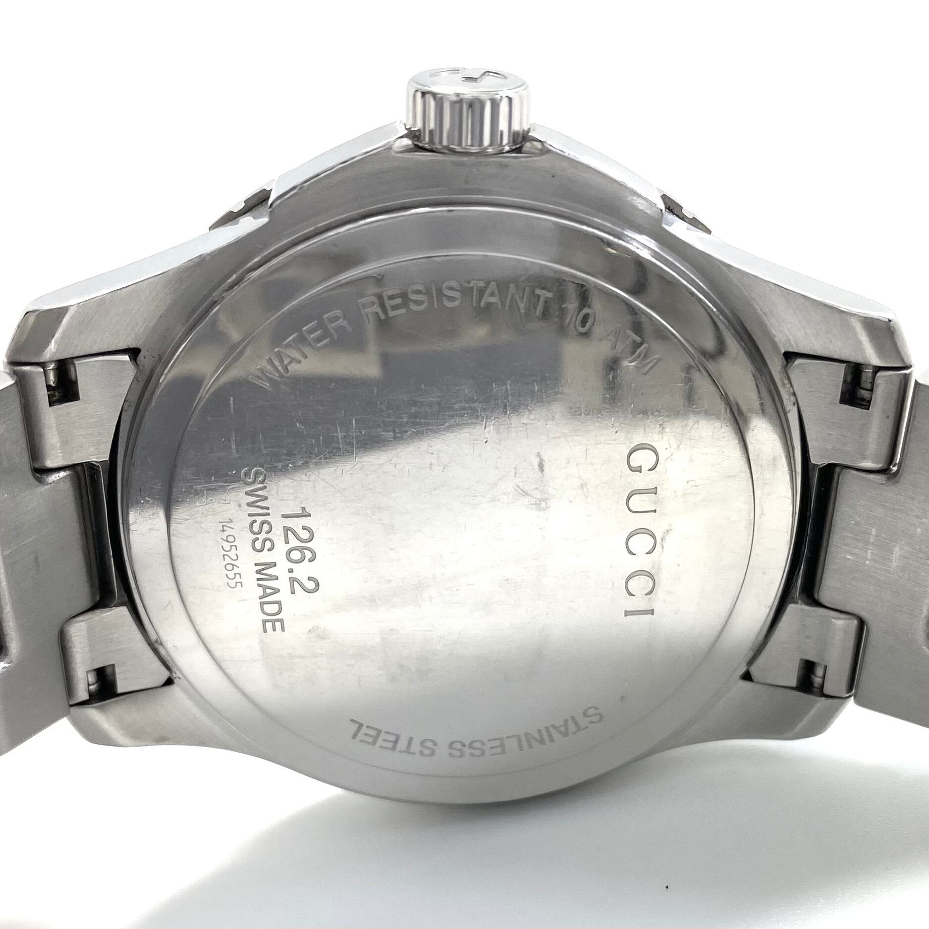 中古 腕時計 メンズ グッチ GUCCI Gタイムレス スポーツ YA126253 126.2 クォーツ ネイビー シェリーライン デイト表示 10気圧防水