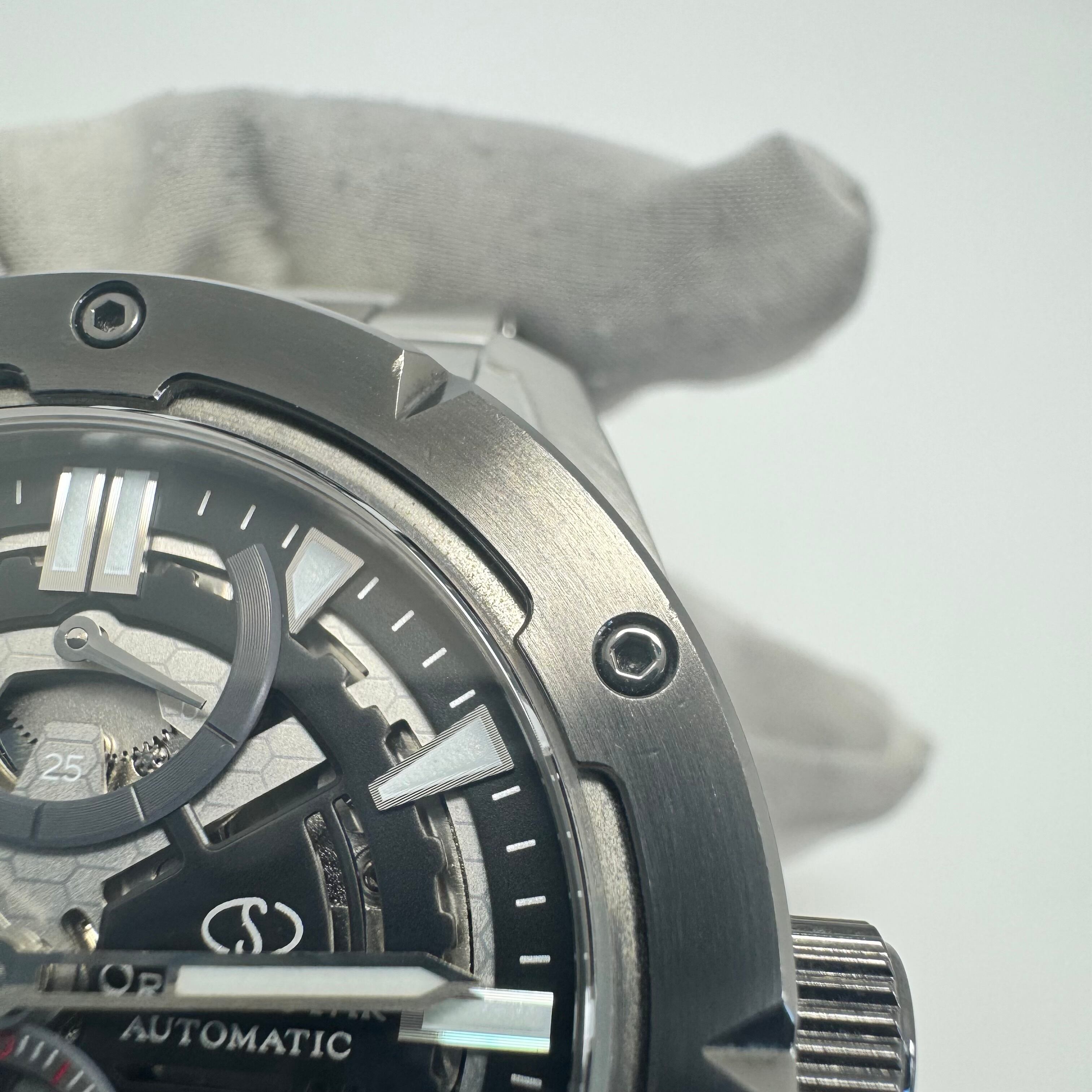 【美品・動作良好】 腕時計 メンズ オリエントスター コンテンポラリー アバンギャルドスケルトン RK-AV0A01B F6F4-UAF0 自動巻 パワーリザーブ 黒 10気圧防水