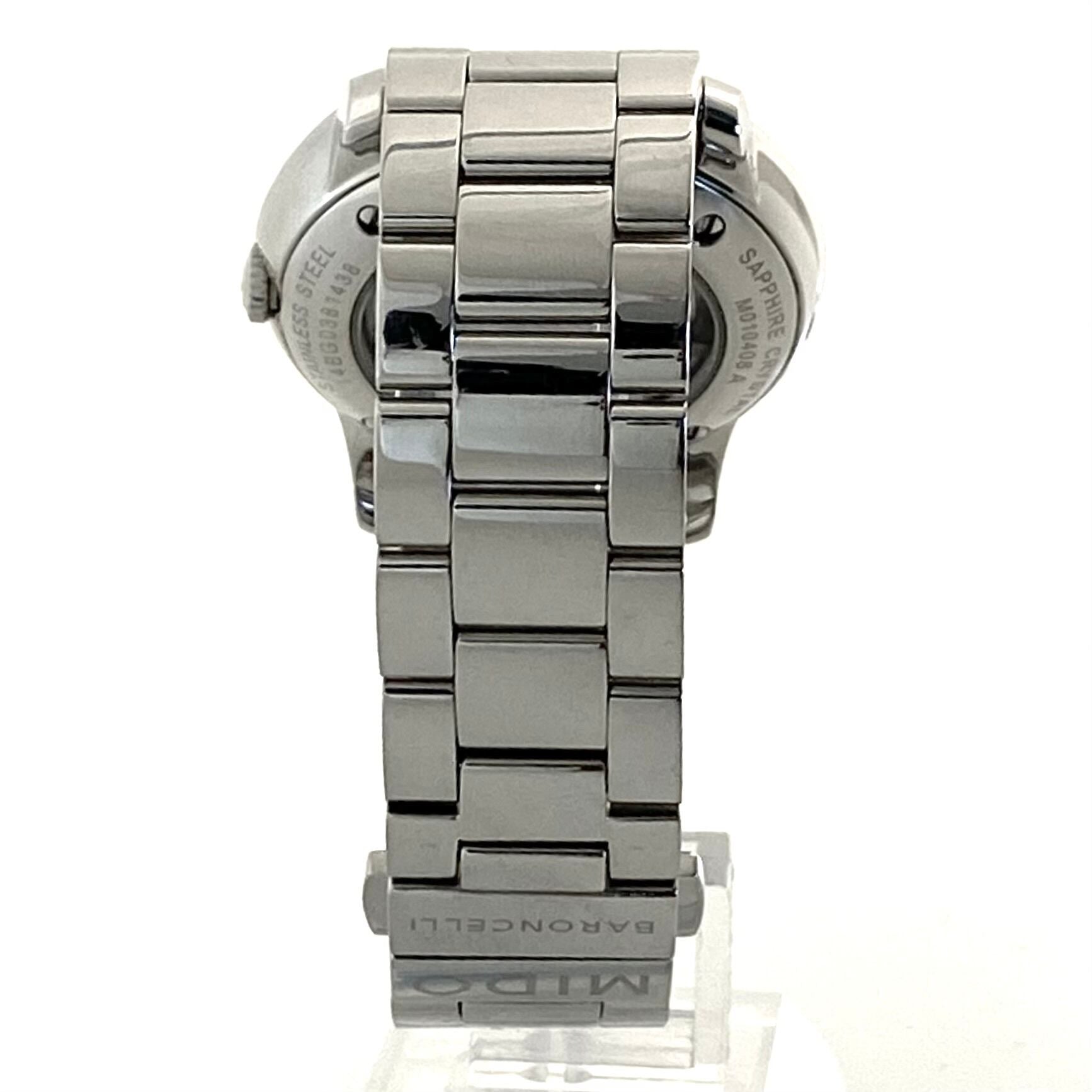 【美品】ミドー MIDO バロンチェッリ M010408A 自動巻 デイト表示 裏スケ シルバー