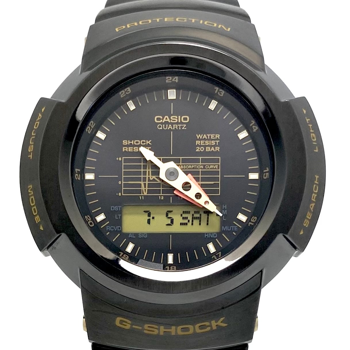 【美品・希少】中古 腕時計 メンズ カシオ G-SHOCK ジーショック AWM-500GC-1AJR AW-500 SERIES PORTERコラボモデル 吉田カバン フルメタル アナデジ 黒 電波ソーラー 20気圧防水