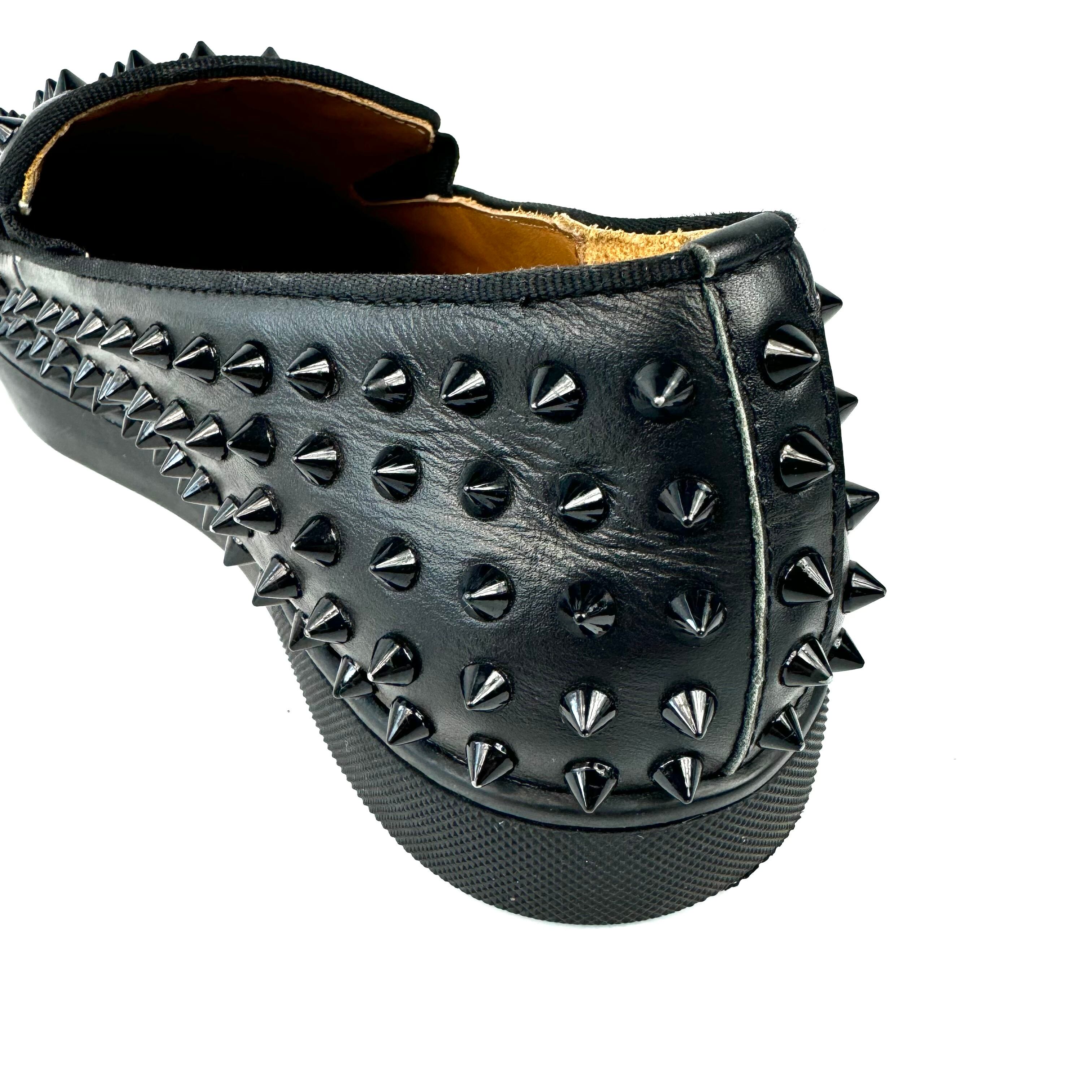 クリスチャンルブタン スニーカー ローラーボート スタッズ レザー 黒 27cm