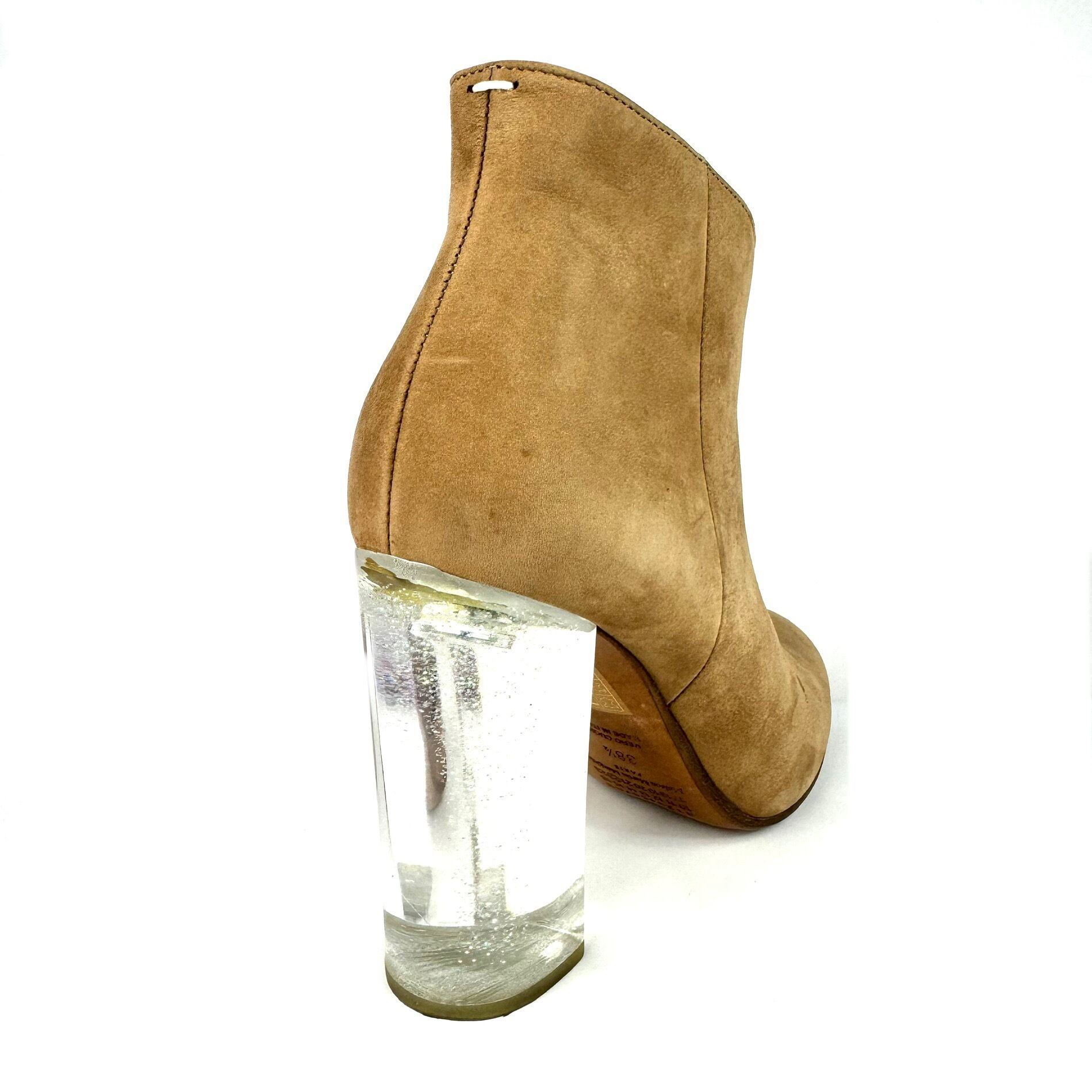 マルタンマルジェラ ショートブーツ クリアヒール ラメ スエード ベージュ