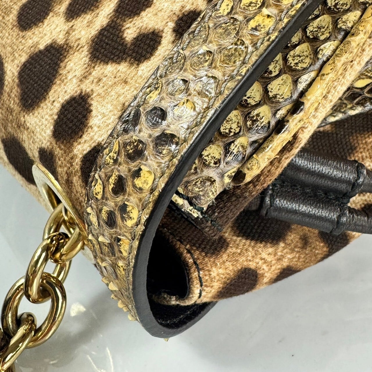 【希少】ドルチェアンドガッバーナ Dolce&Gabbana D&G バンドバッグ 2way レオパード パイソン キャンバス